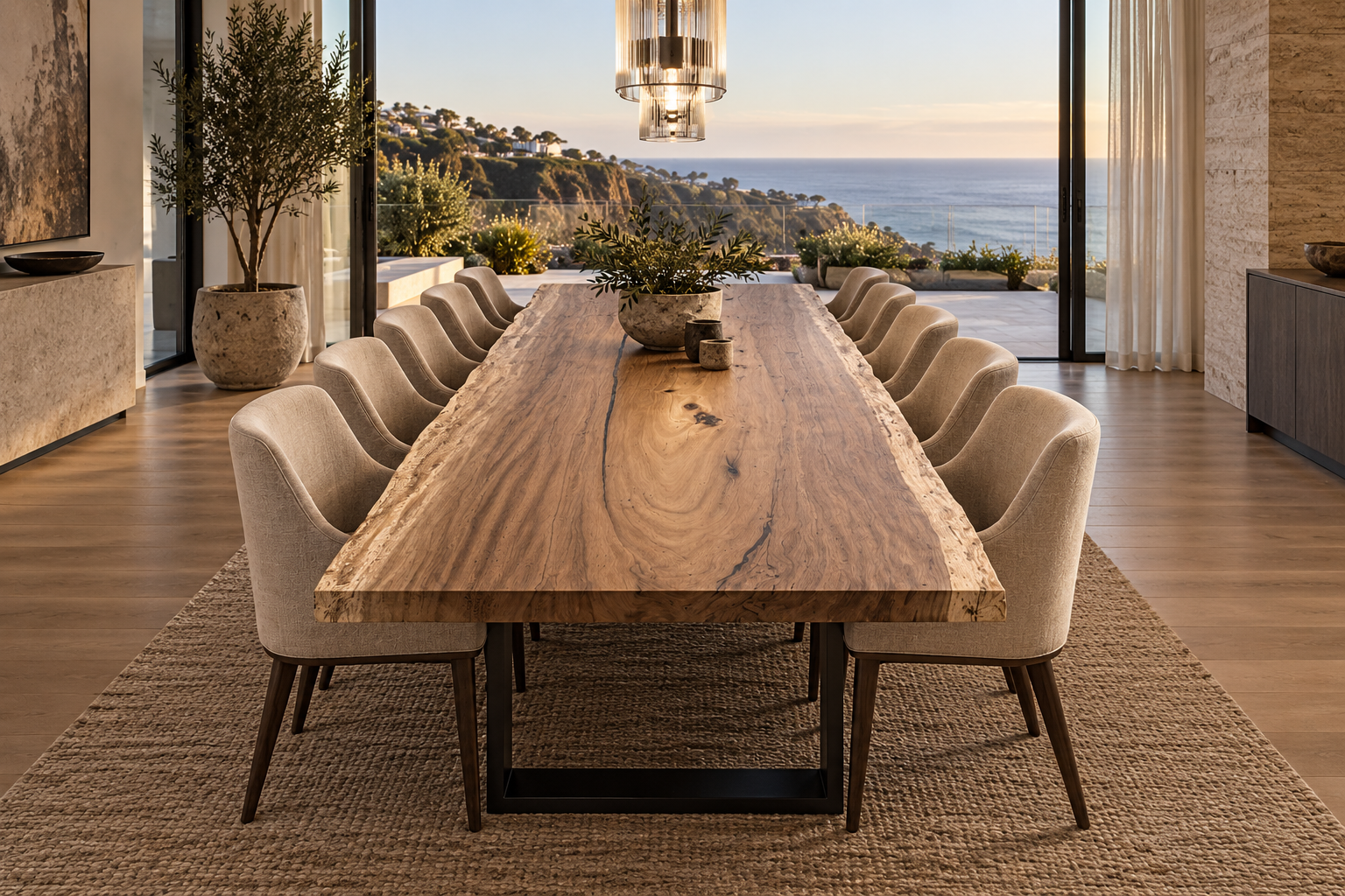 126.5" Large Live Edge Dining Table - Acacia