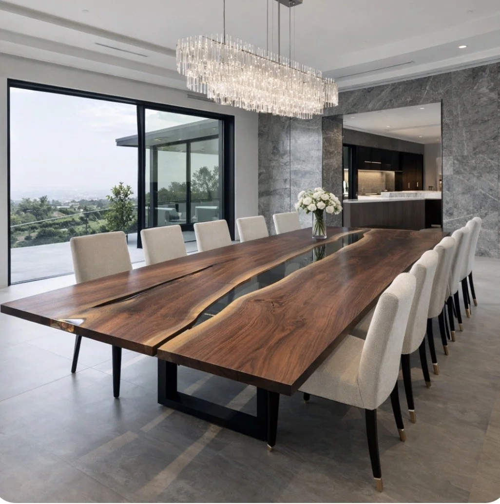 Black Walnut dining table in a modern Los Angeles home