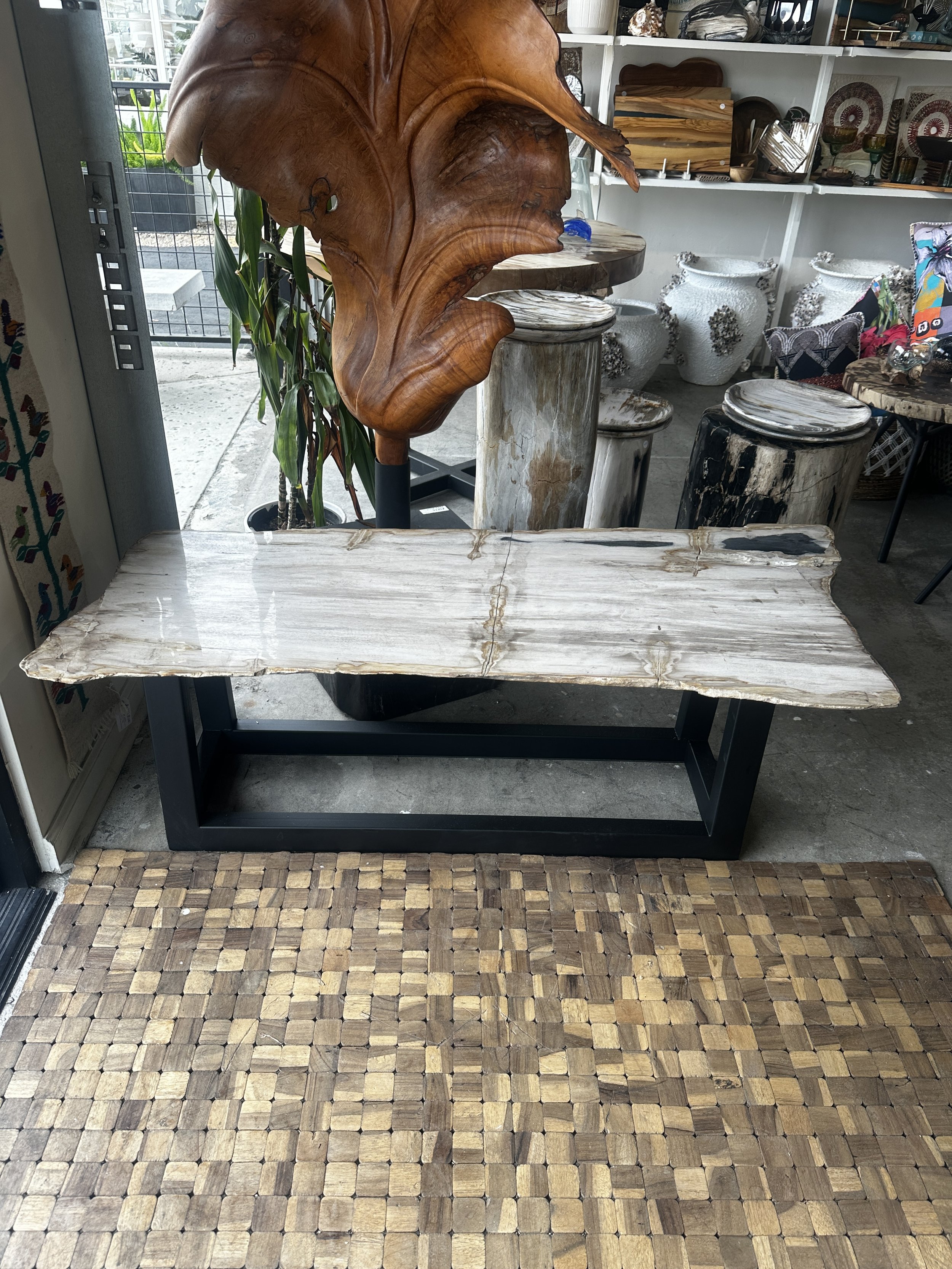 Custom petrified coffee table.JPG