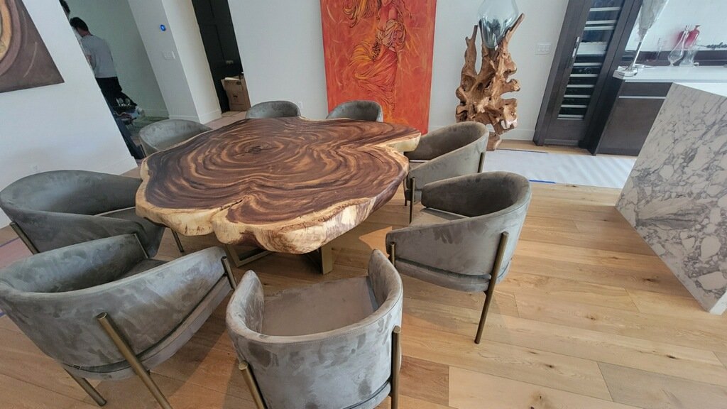 Custom live edge dining table handcrafted by Indigenous by La Rue in San Diego