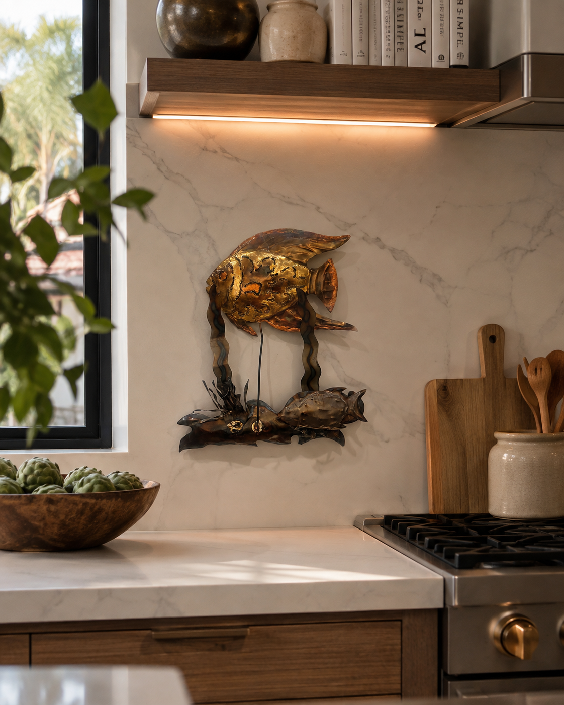 Handcrafted Metal Fish in Bronze and Copper
