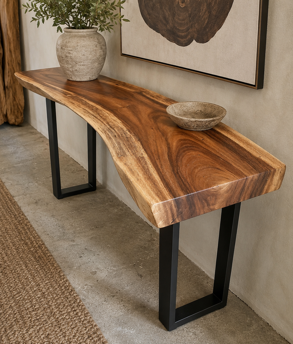 Custom Live edge console - Acacia slab.PNG