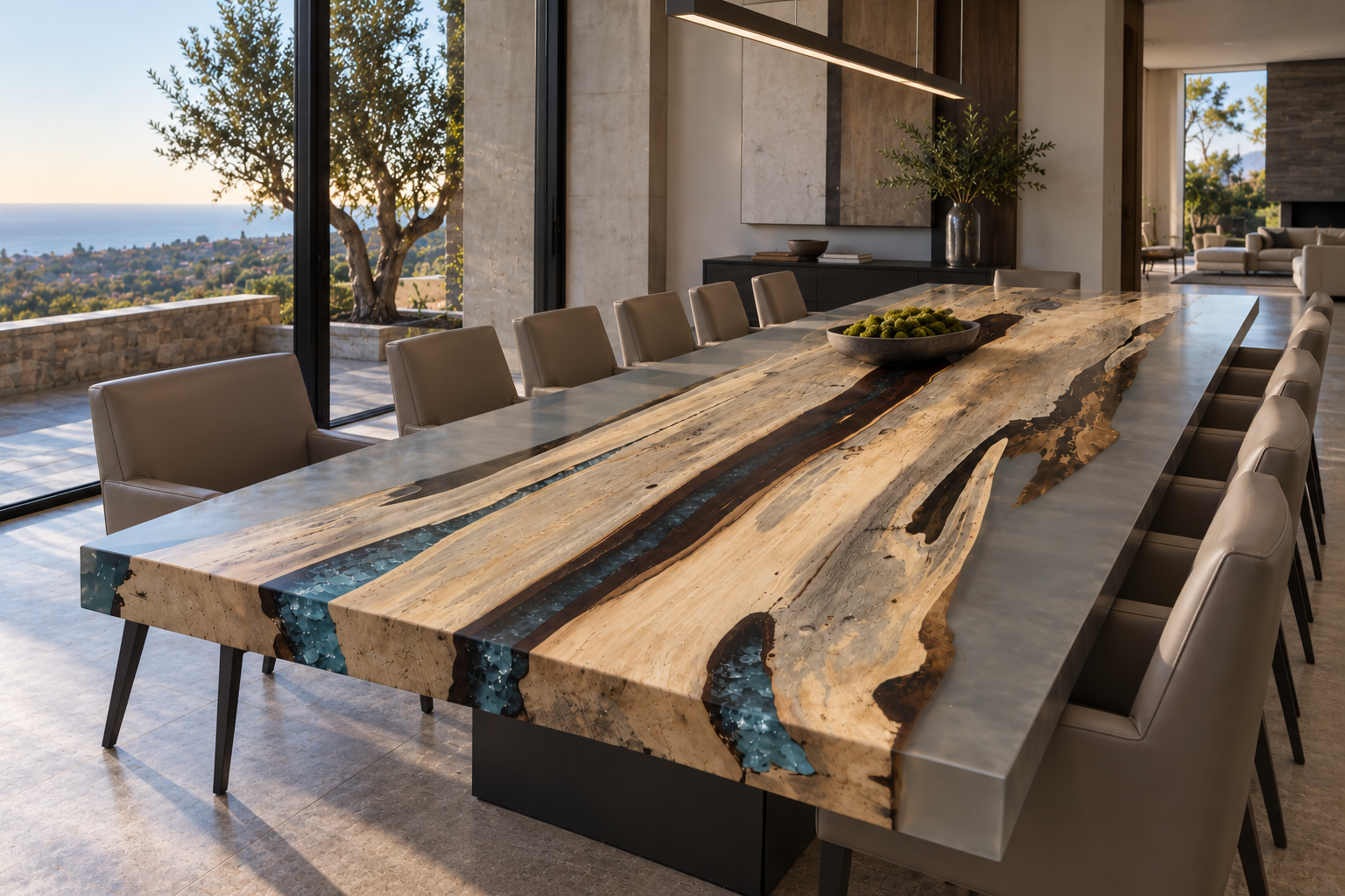 12-foot custom wood conference table designed for a modern San Diego boardroom