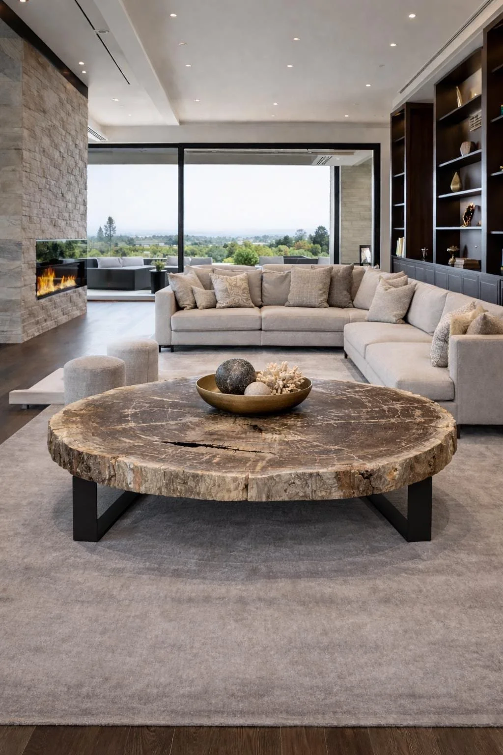 Large Neutral Petrified Wood Crosscut