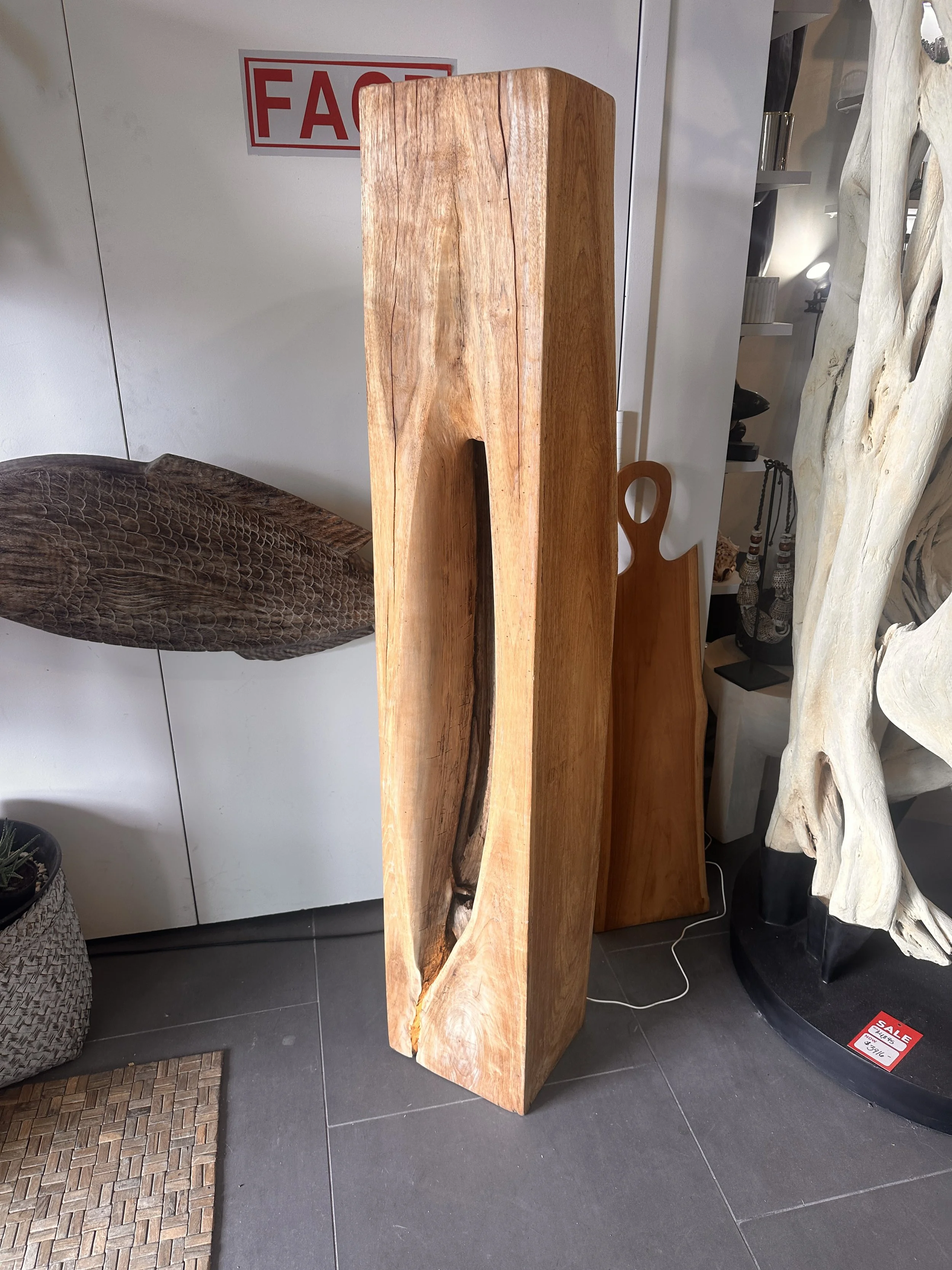 Teak light sculpture 62".JPG