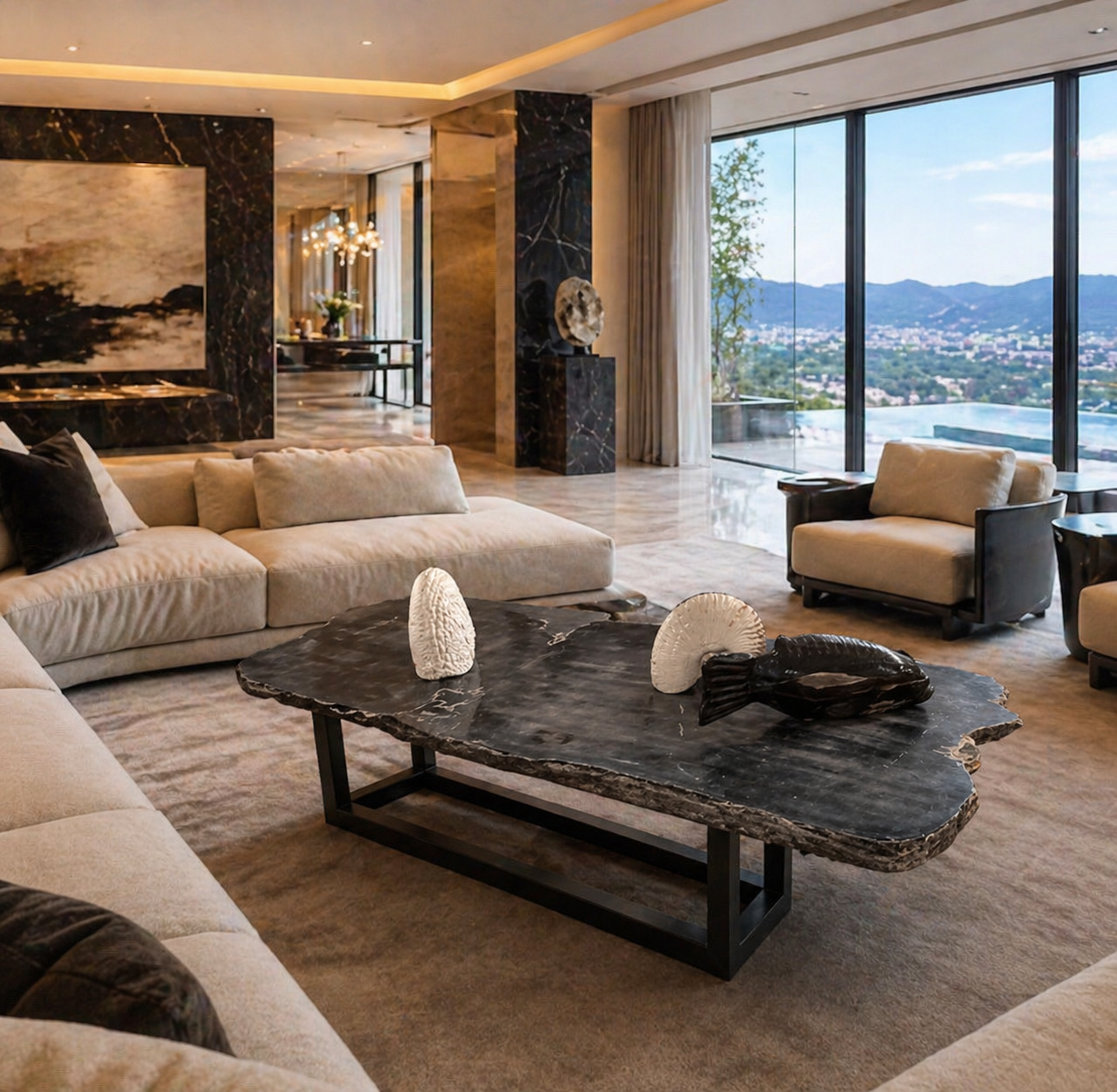 Black and White Petrified Table