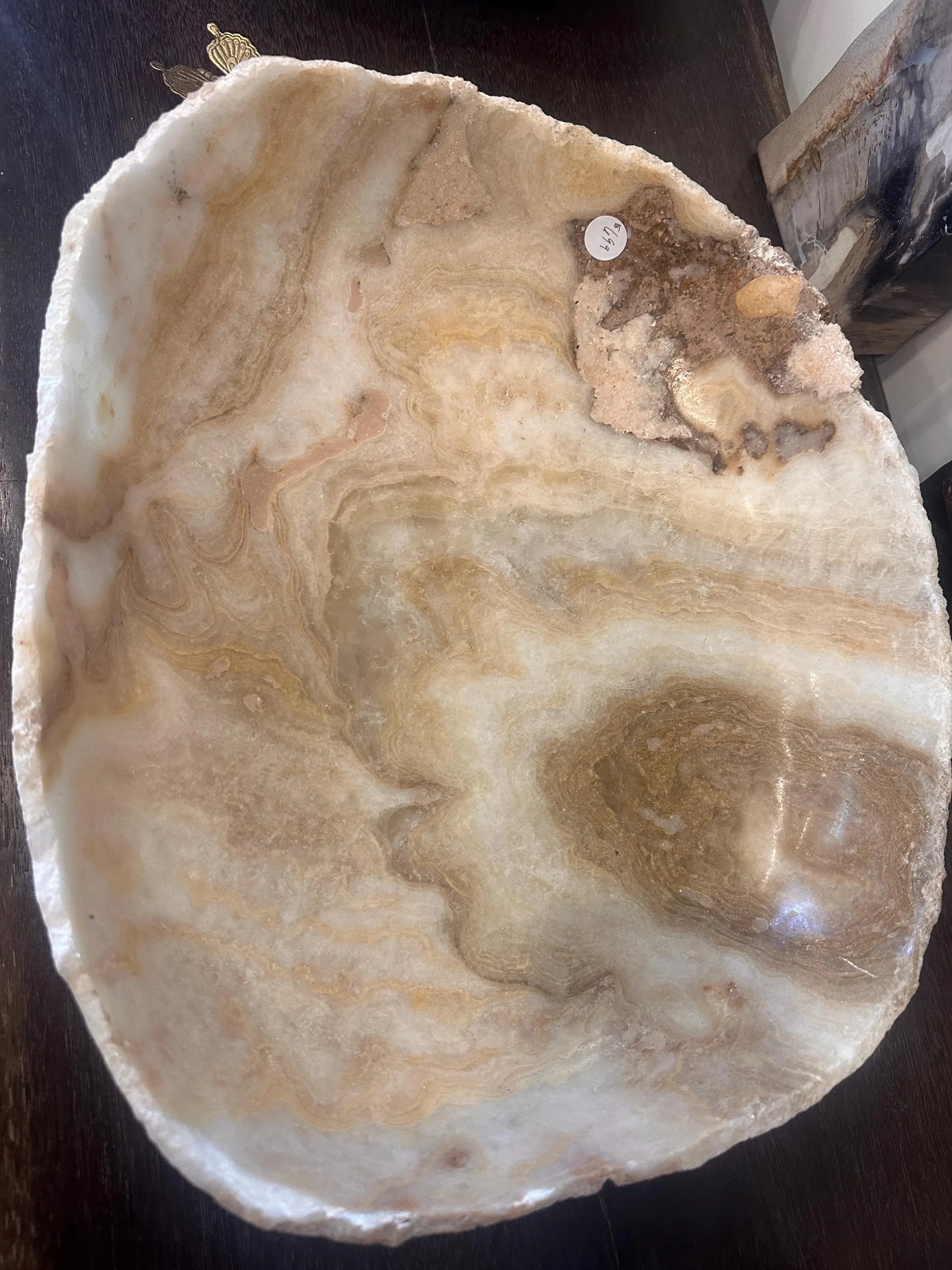 Top View of Custom Tan Onyx Bowl.webp
