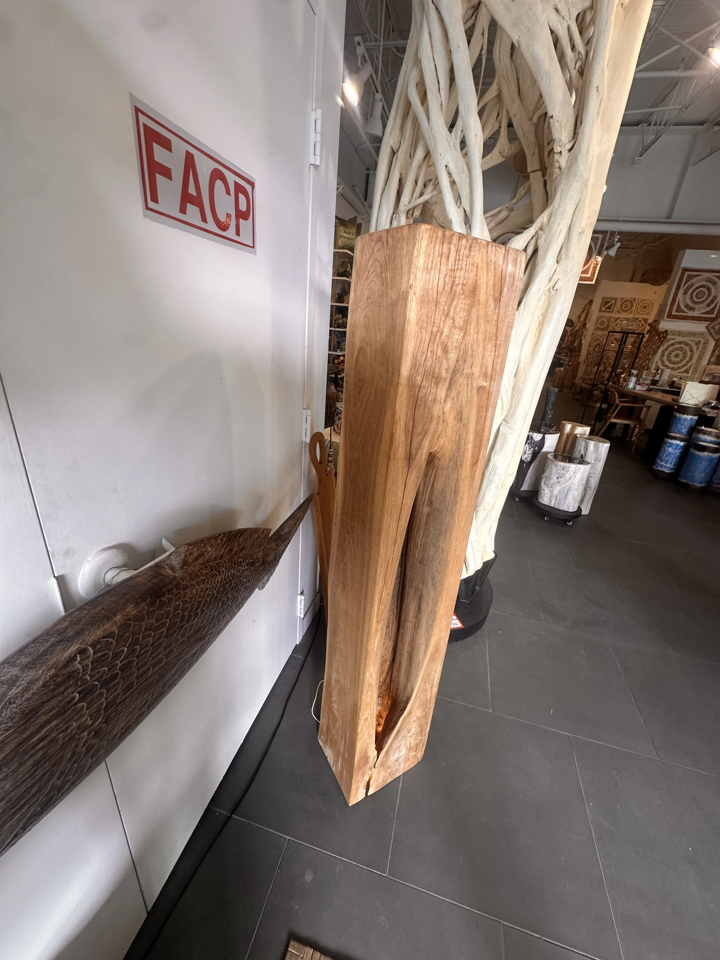 Sculptural teak light 62".JPG