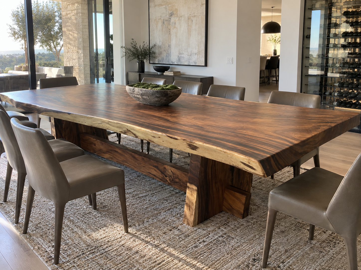 10 to 12 foot custom live edge dining table handcrafted by Indigenous by La Rue in San Diego
