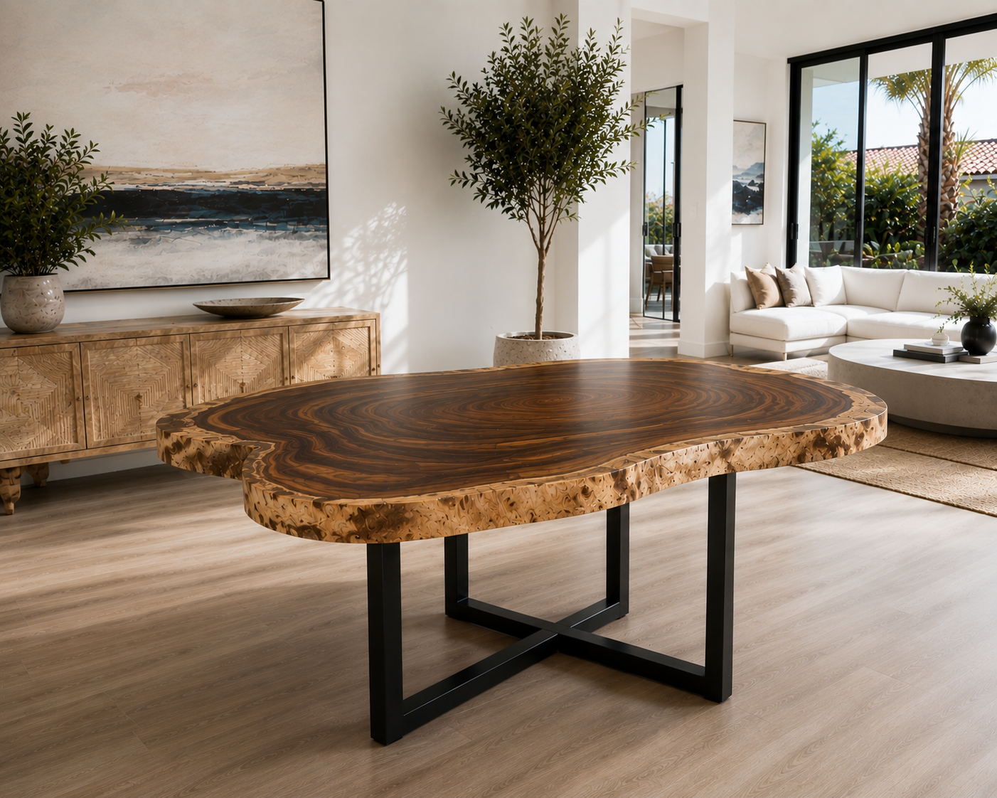 72" Acacia Crosscut Round Dining Table