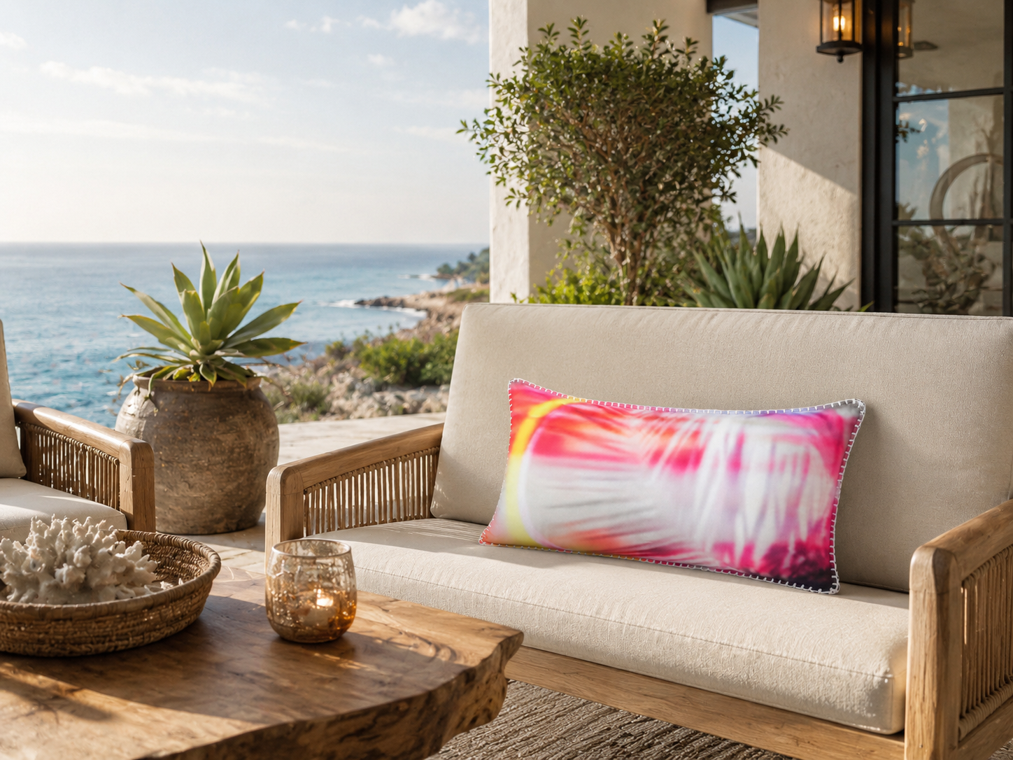 Neoprene Pillow — Summer Night / Pastel Geometry