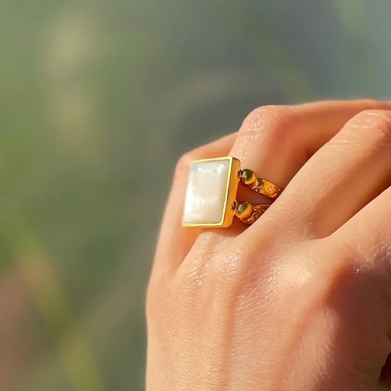 Mother of Pearl Ring - Gold
