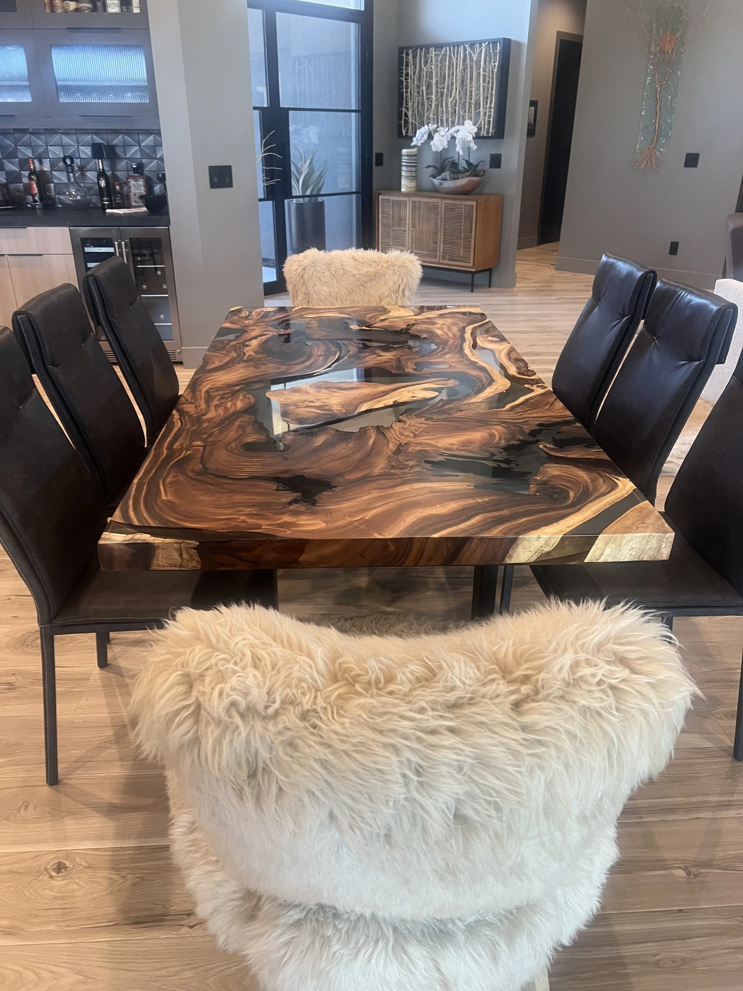 Handcrafted live edge dining table by Indigenous by La Rue in Solana Beach.
