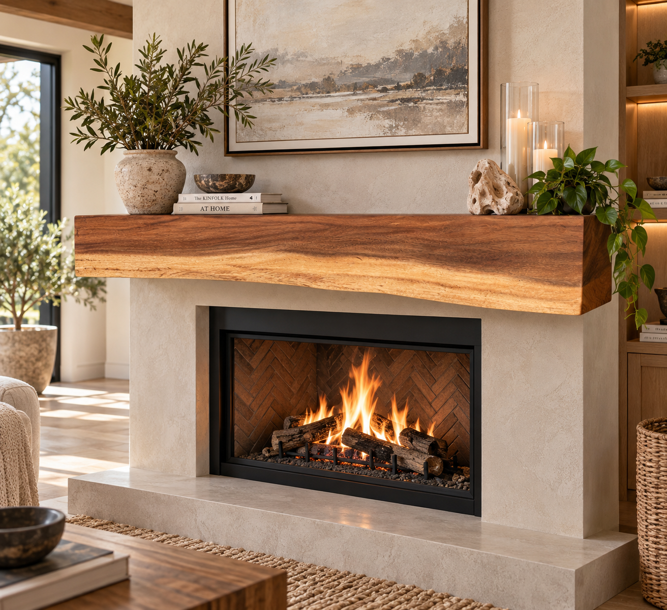 80" Acacia Mantle - Squared -off