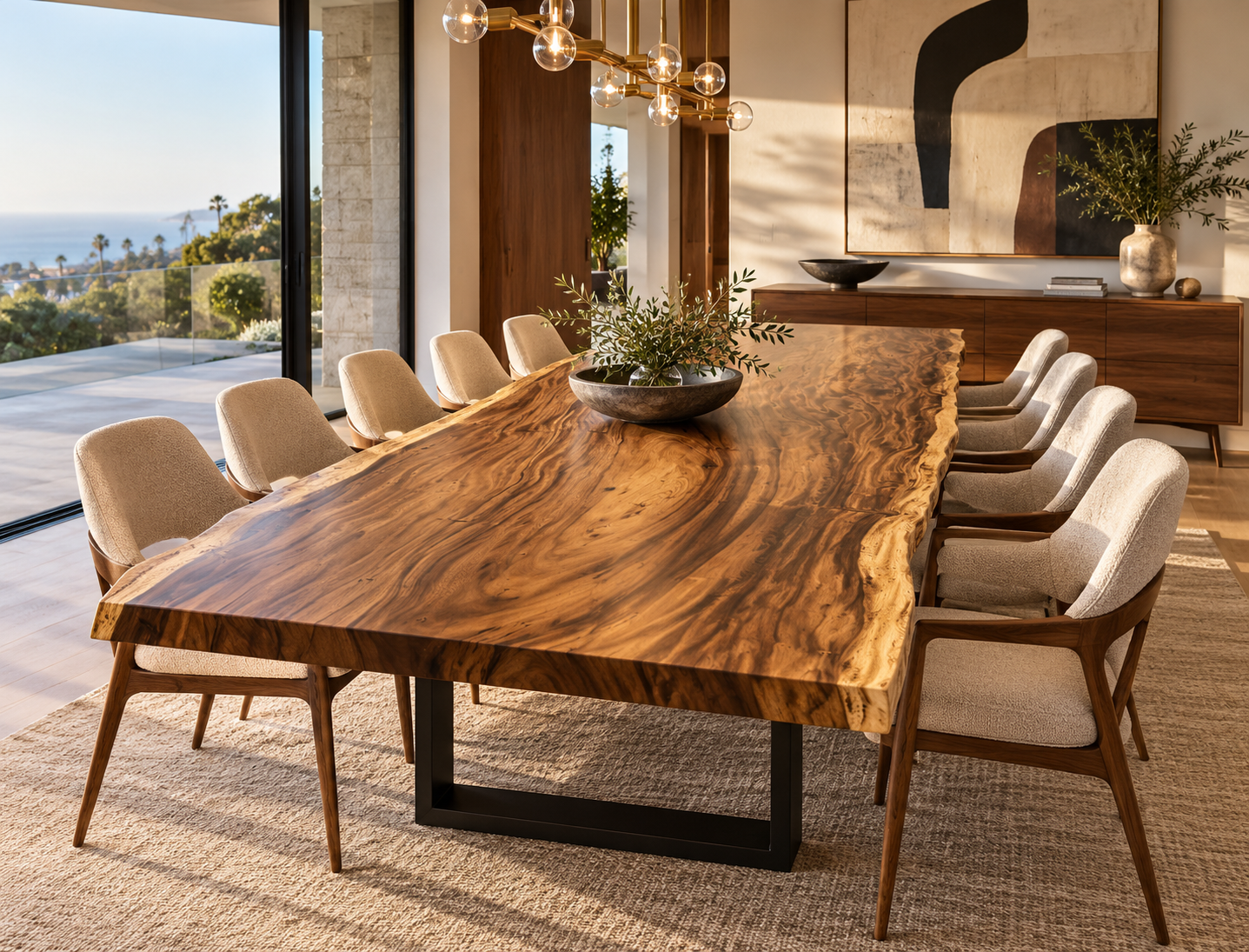 114" Live Edge Solid Slab Dining Table/Conference Table