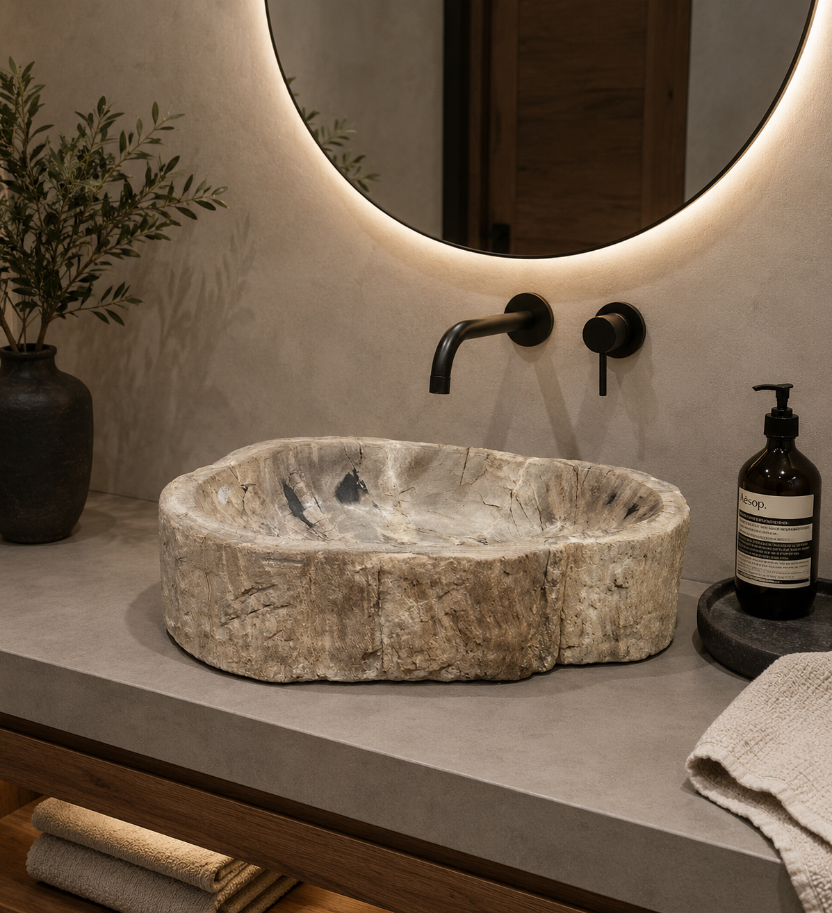 Long Petrified Wood Sink
