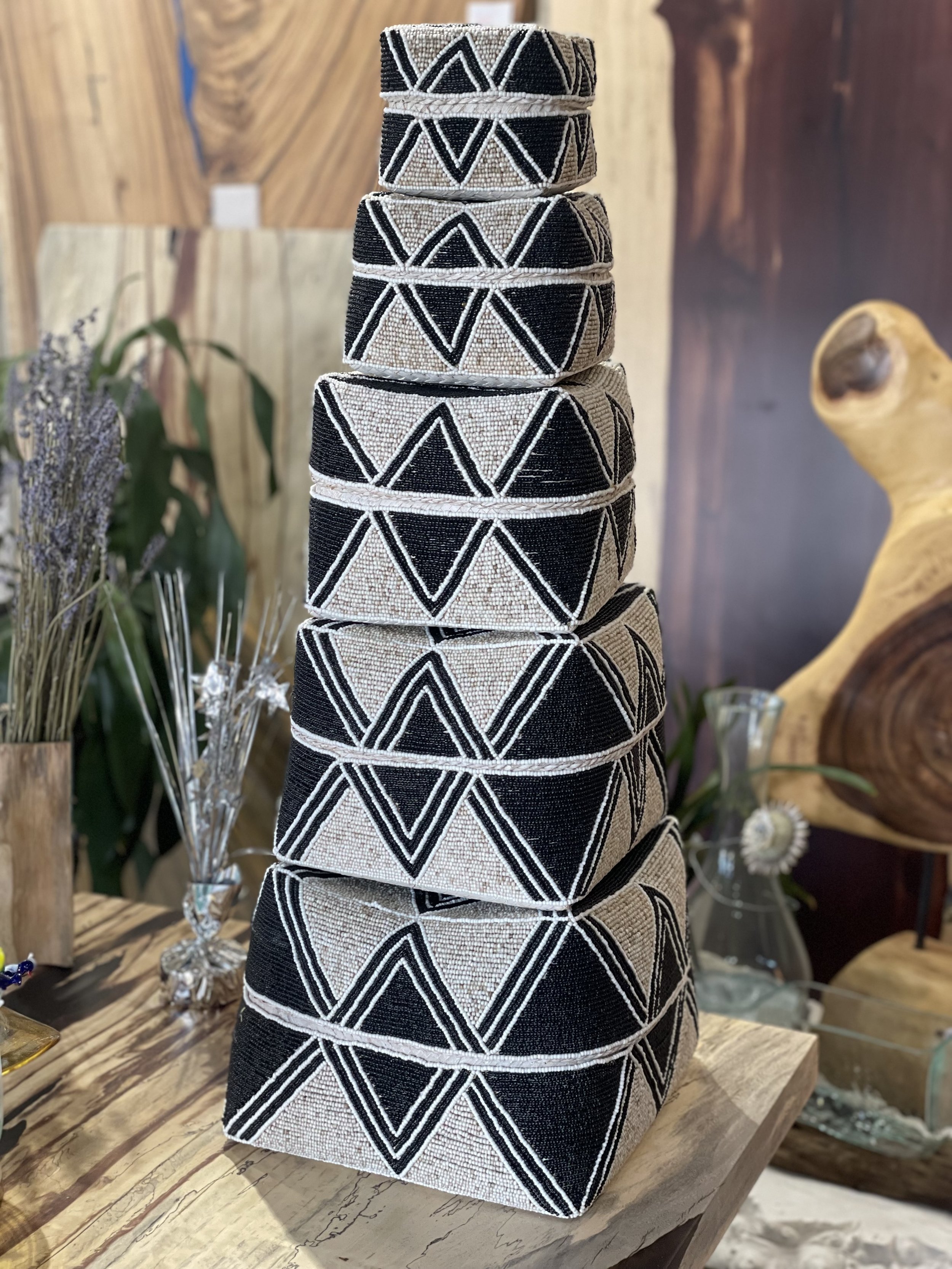 beaded boxes tan black and tribal.jpg