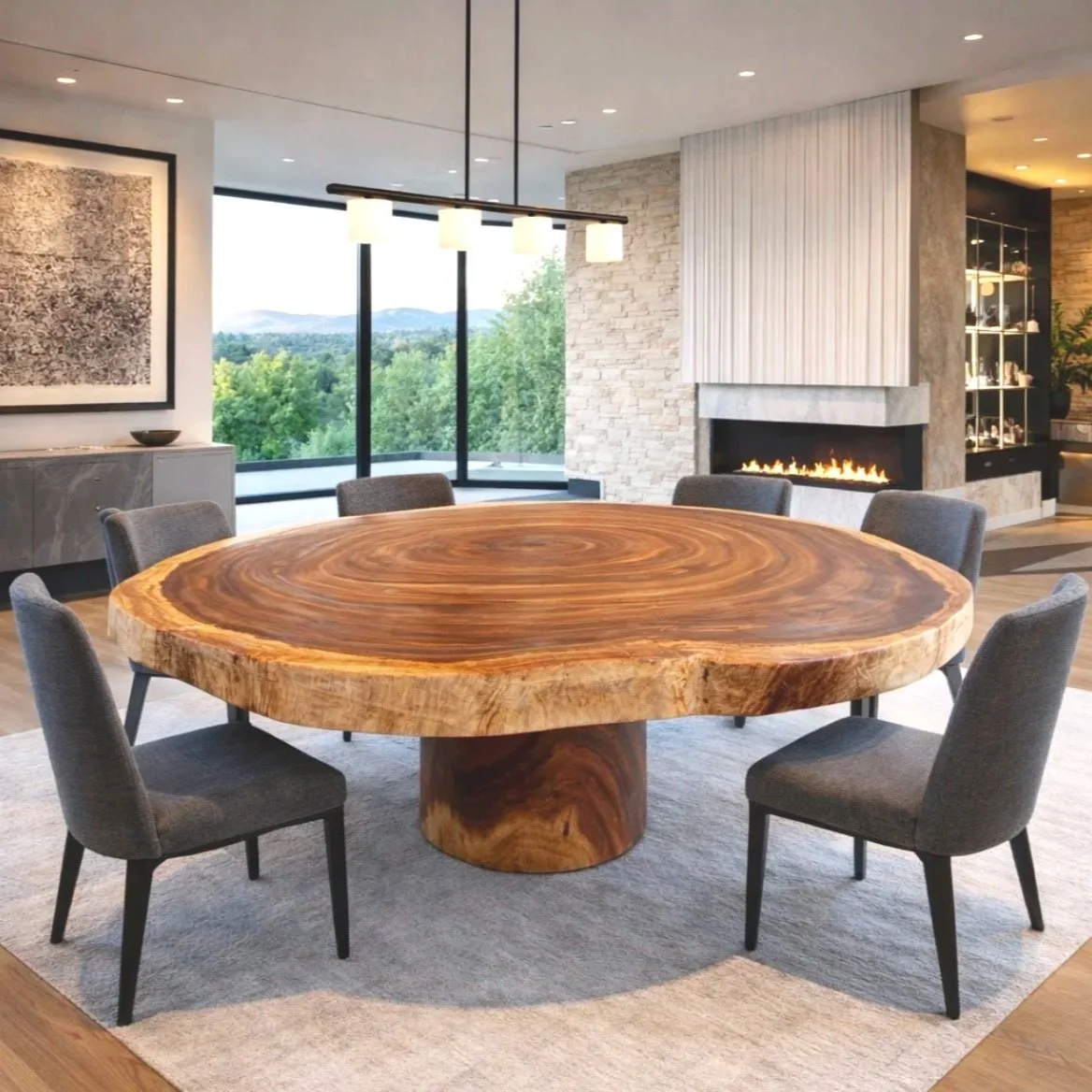 72" Acacia Crosscut Round Dining Table