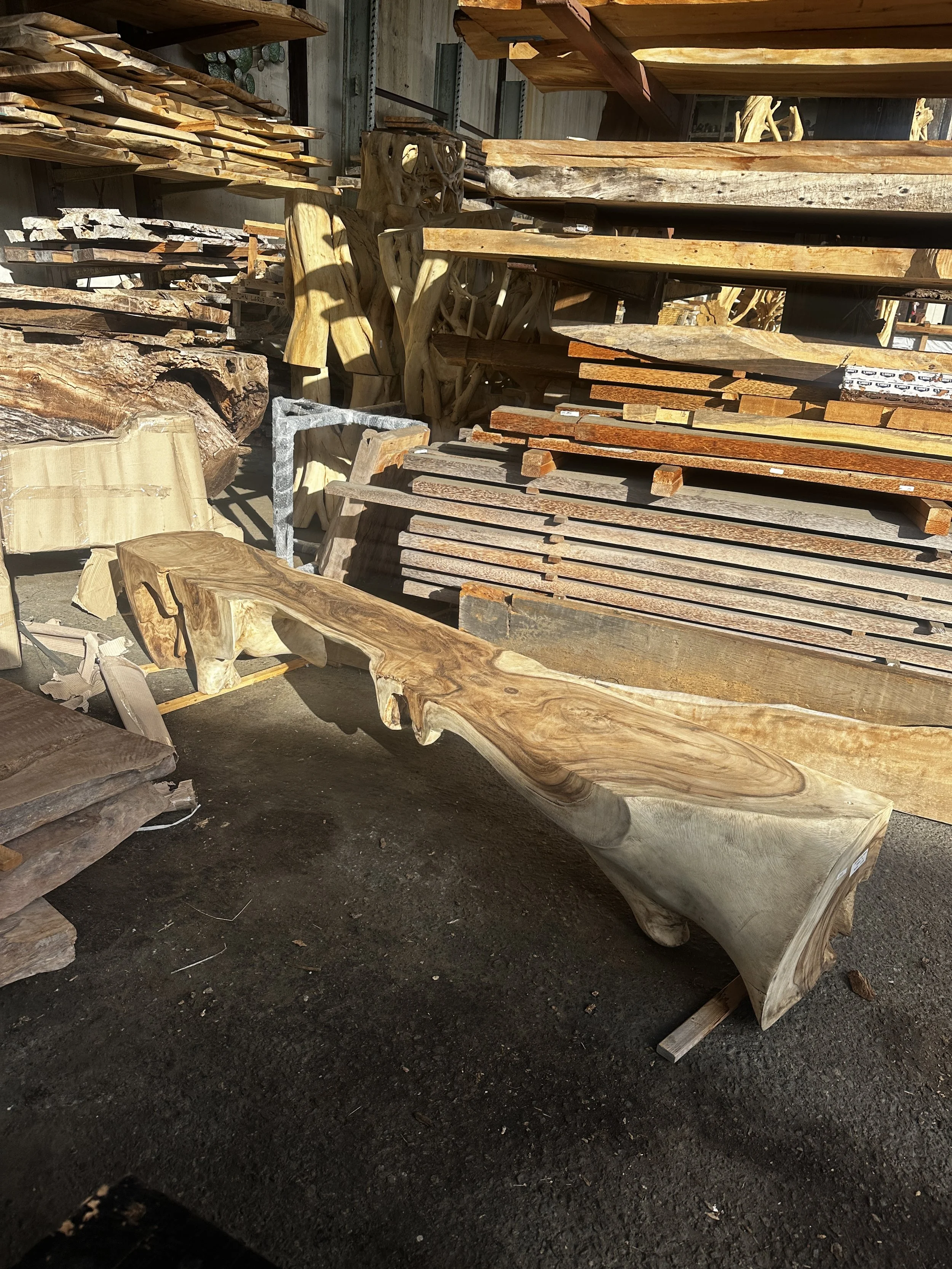 Live edge wood slab selected for a custom dining table in Nashville, TN