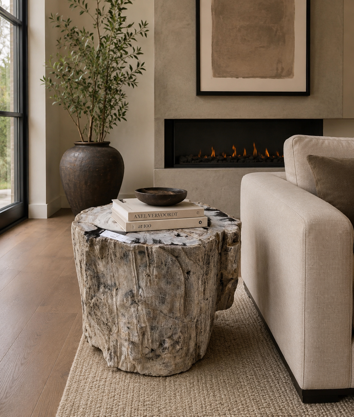 Gray Organic Petrified Stump