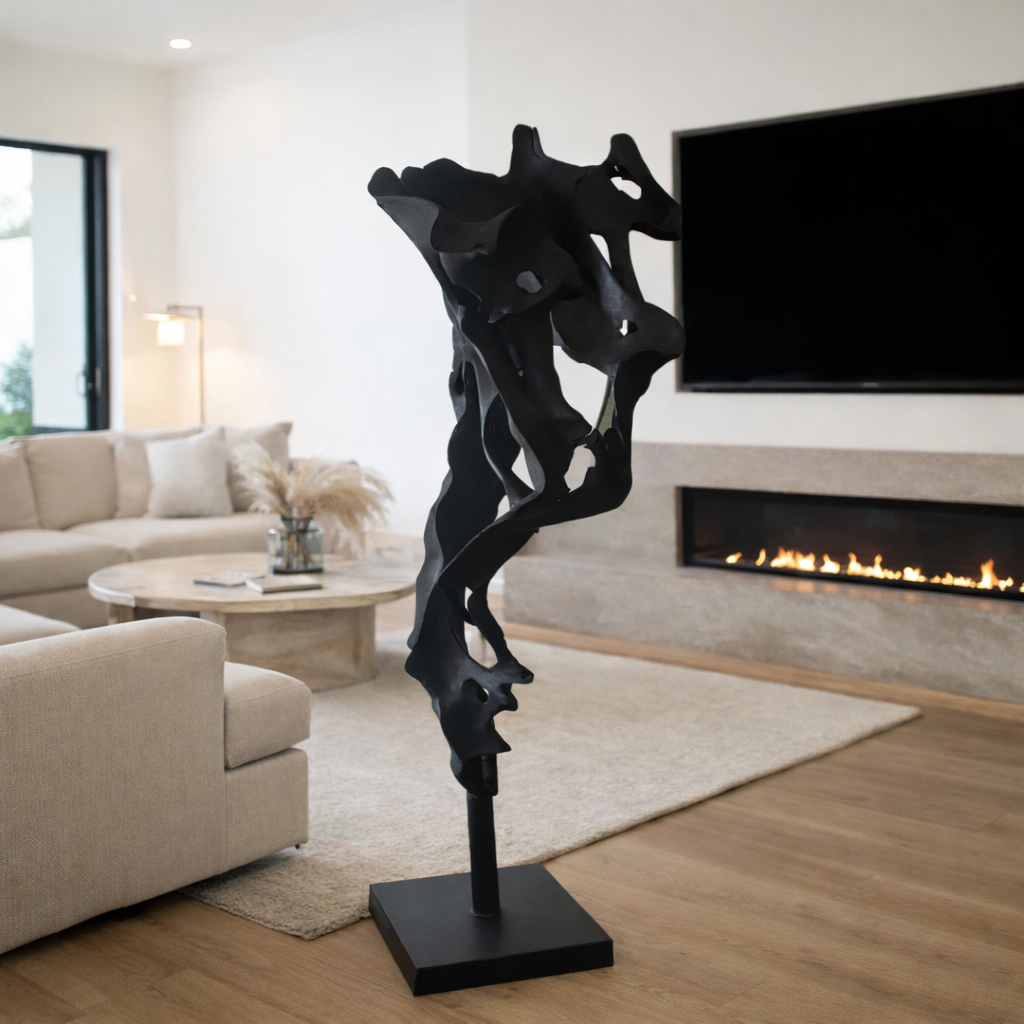 81" Tall Black Teak Sculpture