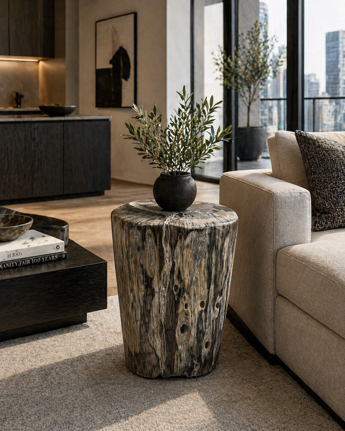 Taupe and Gray Petrified Stump