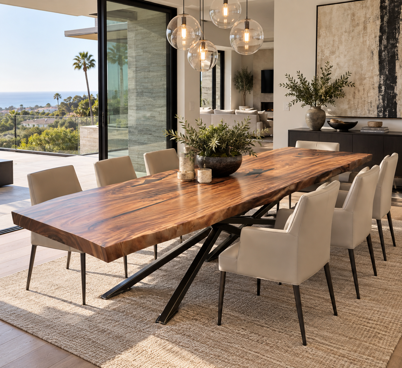 10 foot live edge acacia table handcrafted by Indigenous by La Rue in san diego