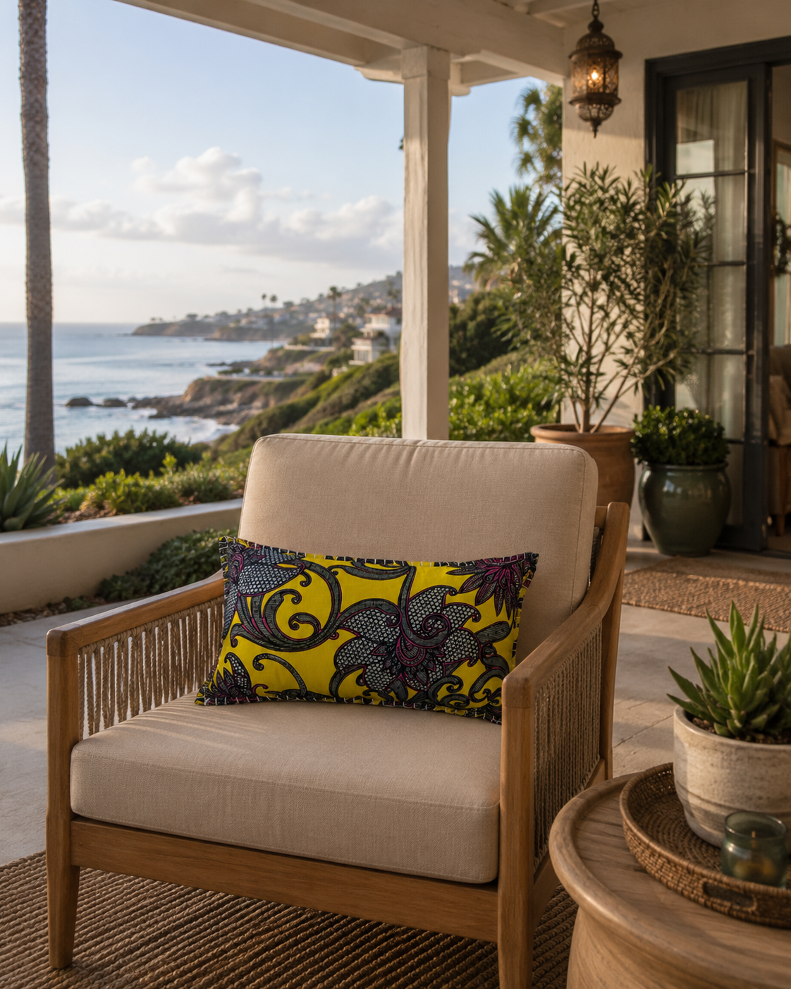 Outdoor Lumbar Pillow -African Lei Pillow