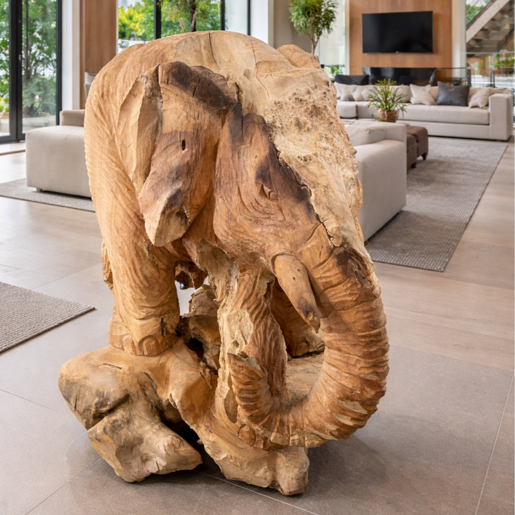 Jumbo - Hand Carved Burled Teak Sculpture