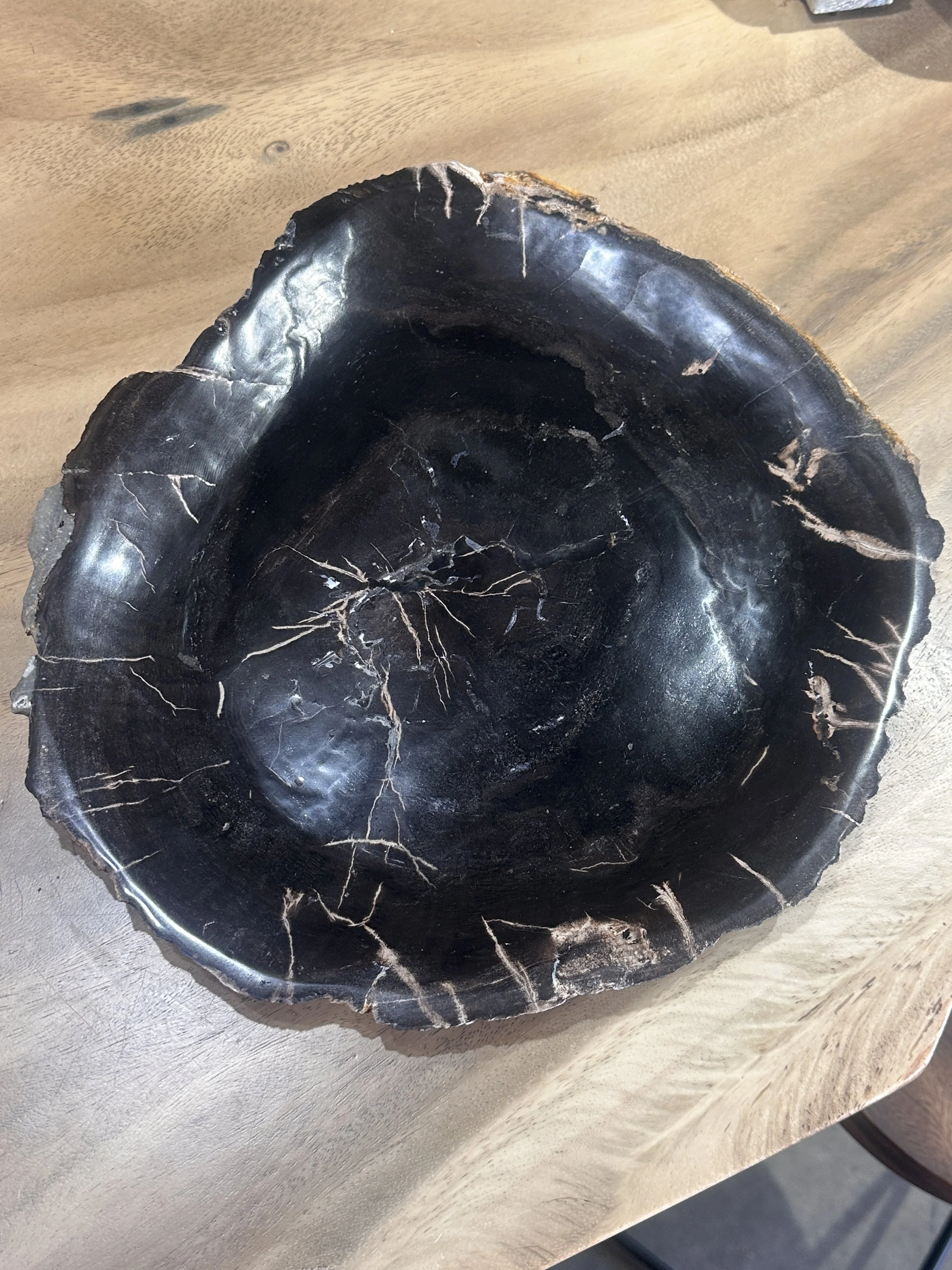 Natural edge black petrified plate.JPG