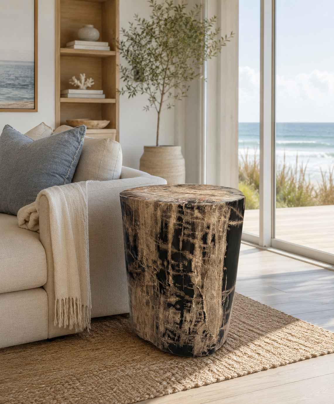 Gray and Black Modern Petrified Wood Stump