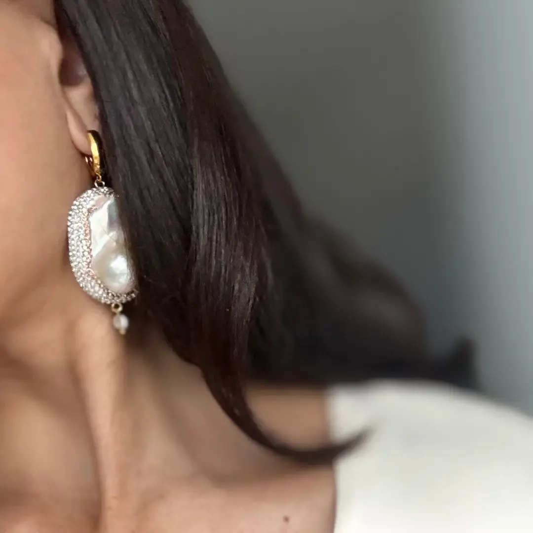 Mismatched Pearl Statement Earrings