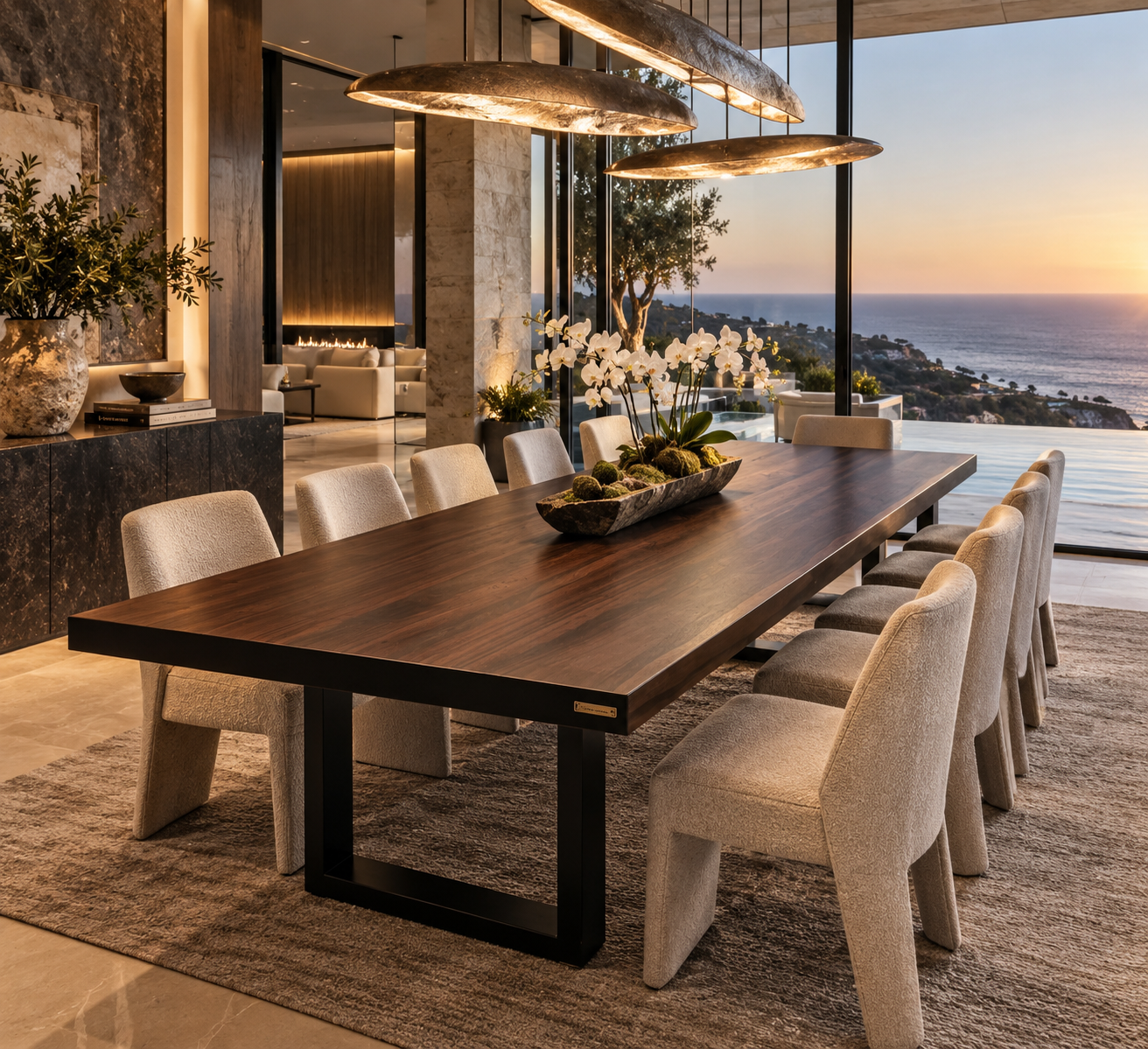 Luxury Solid Ebony Dining Table - Modern Custom Wood Table