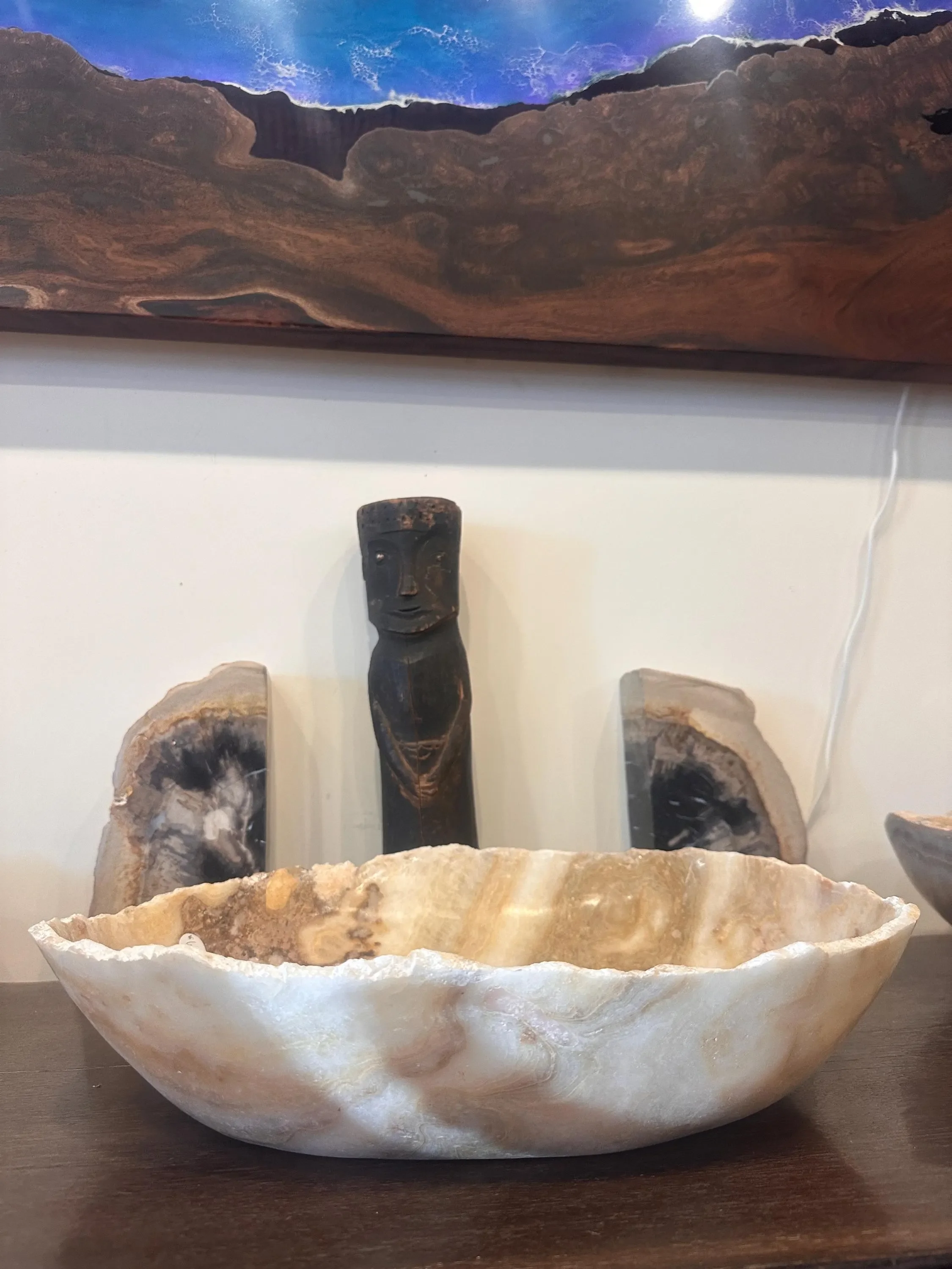 Onyx Bowl- Organic Edge and Exceptional Colors of Peach, Gold, and Cream