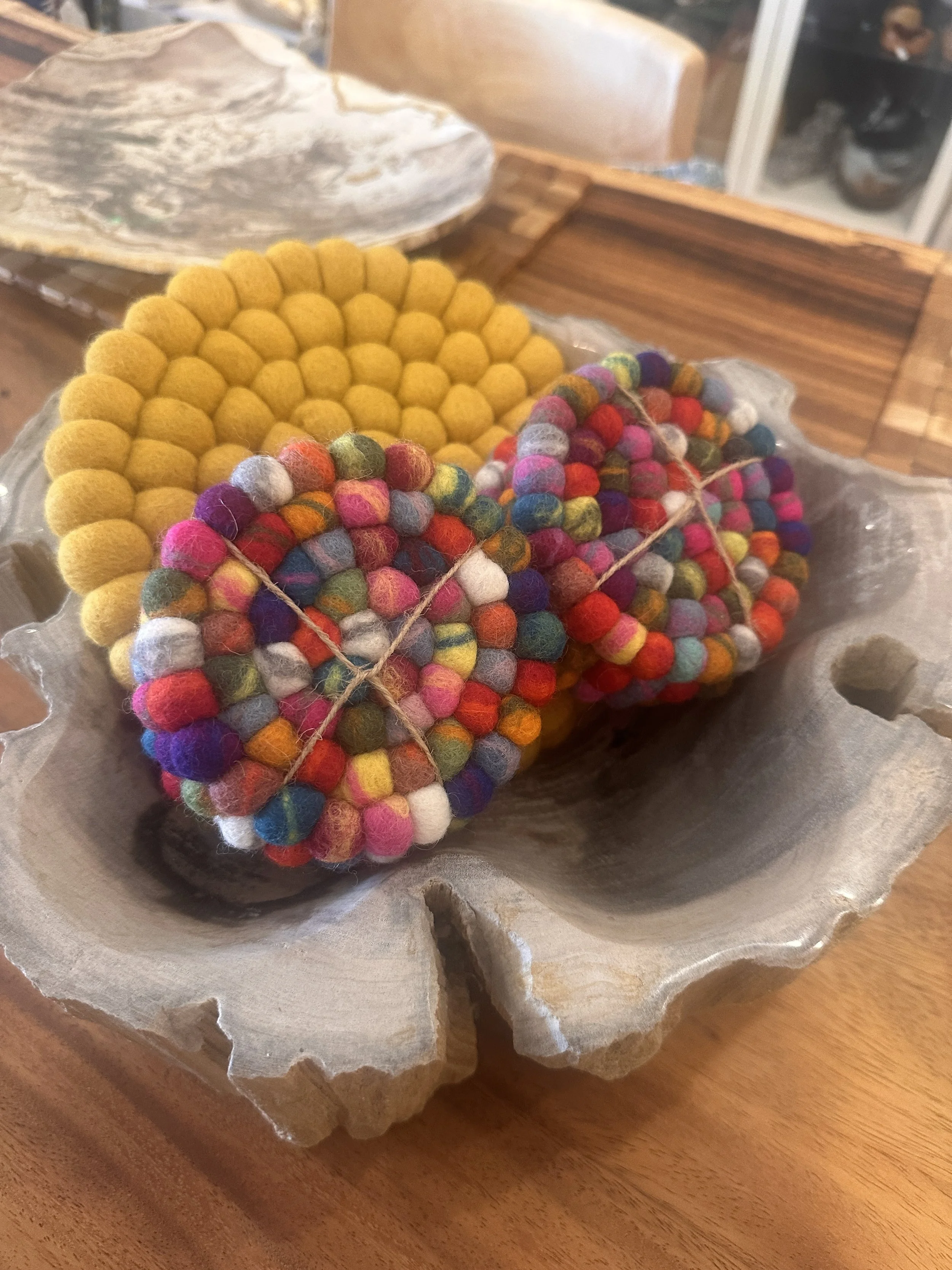 Gray felt ball coasters.JPG