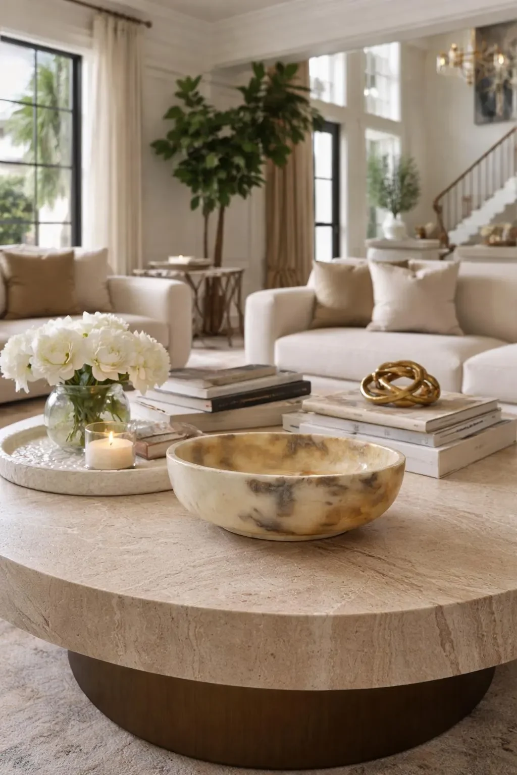 Round Onyx Bowl - Luxury Stone Decor