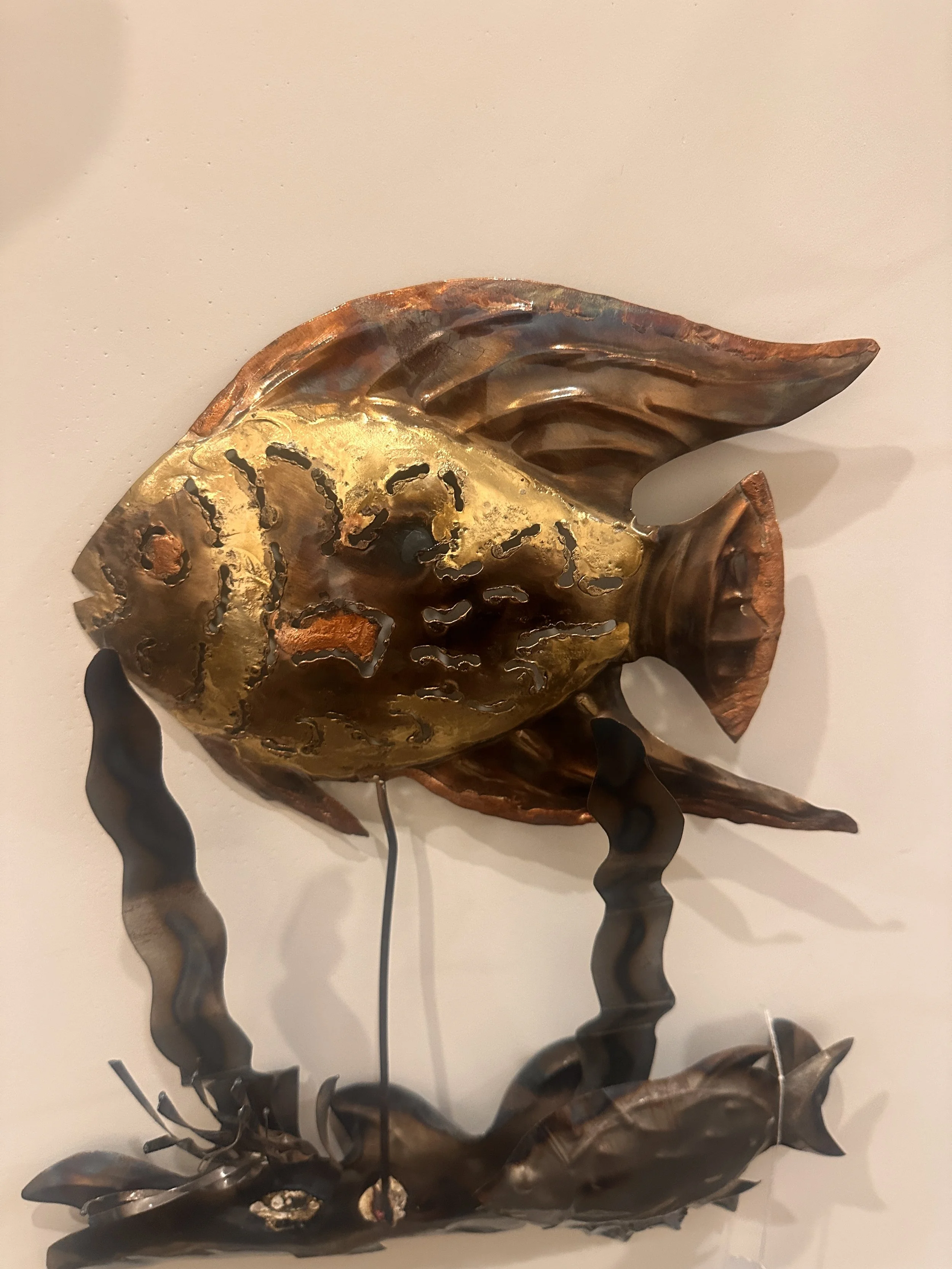 hand hammered brass and copper  fish.JPG