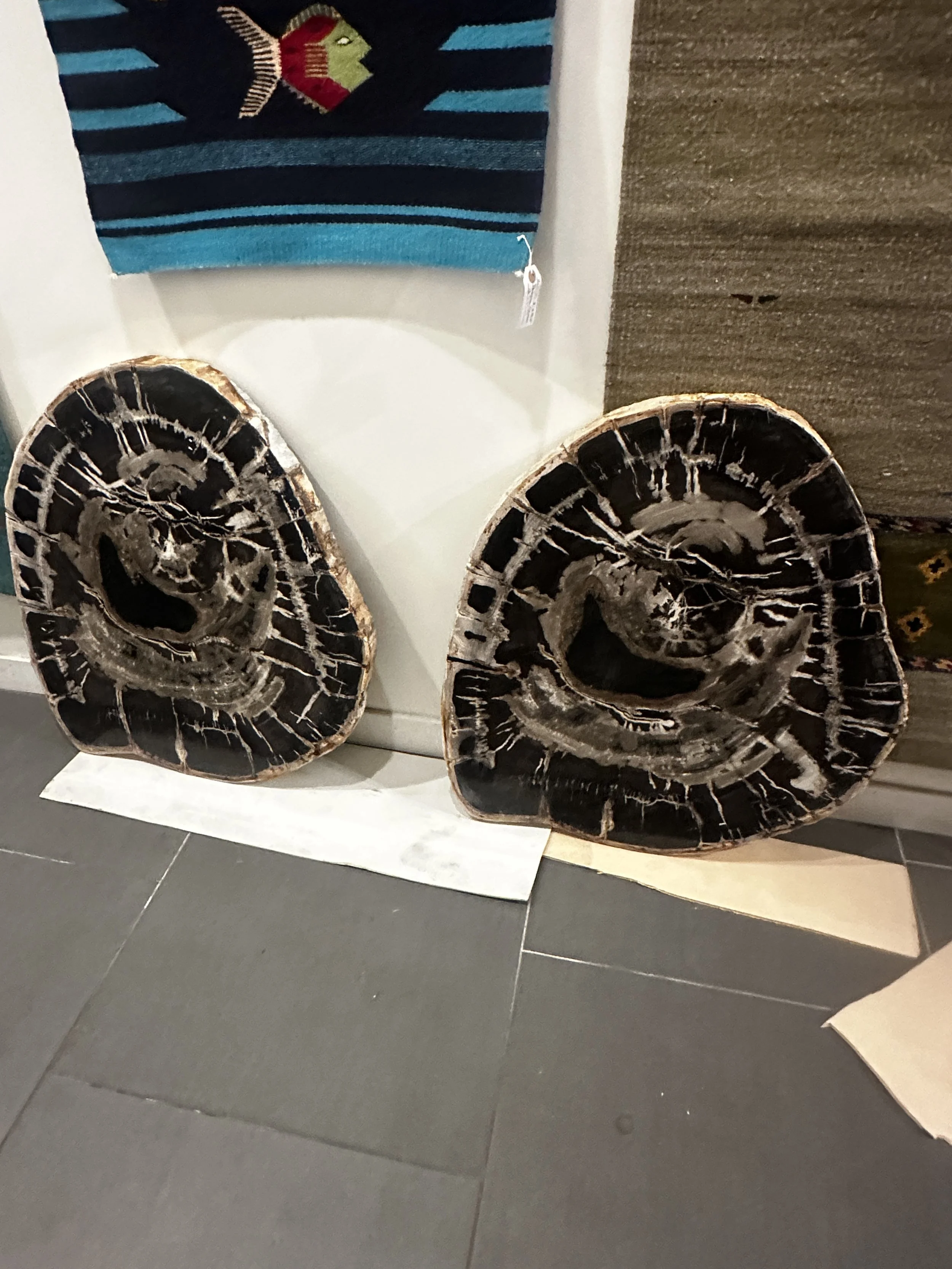 Black and white crosscut coffee table.JPG