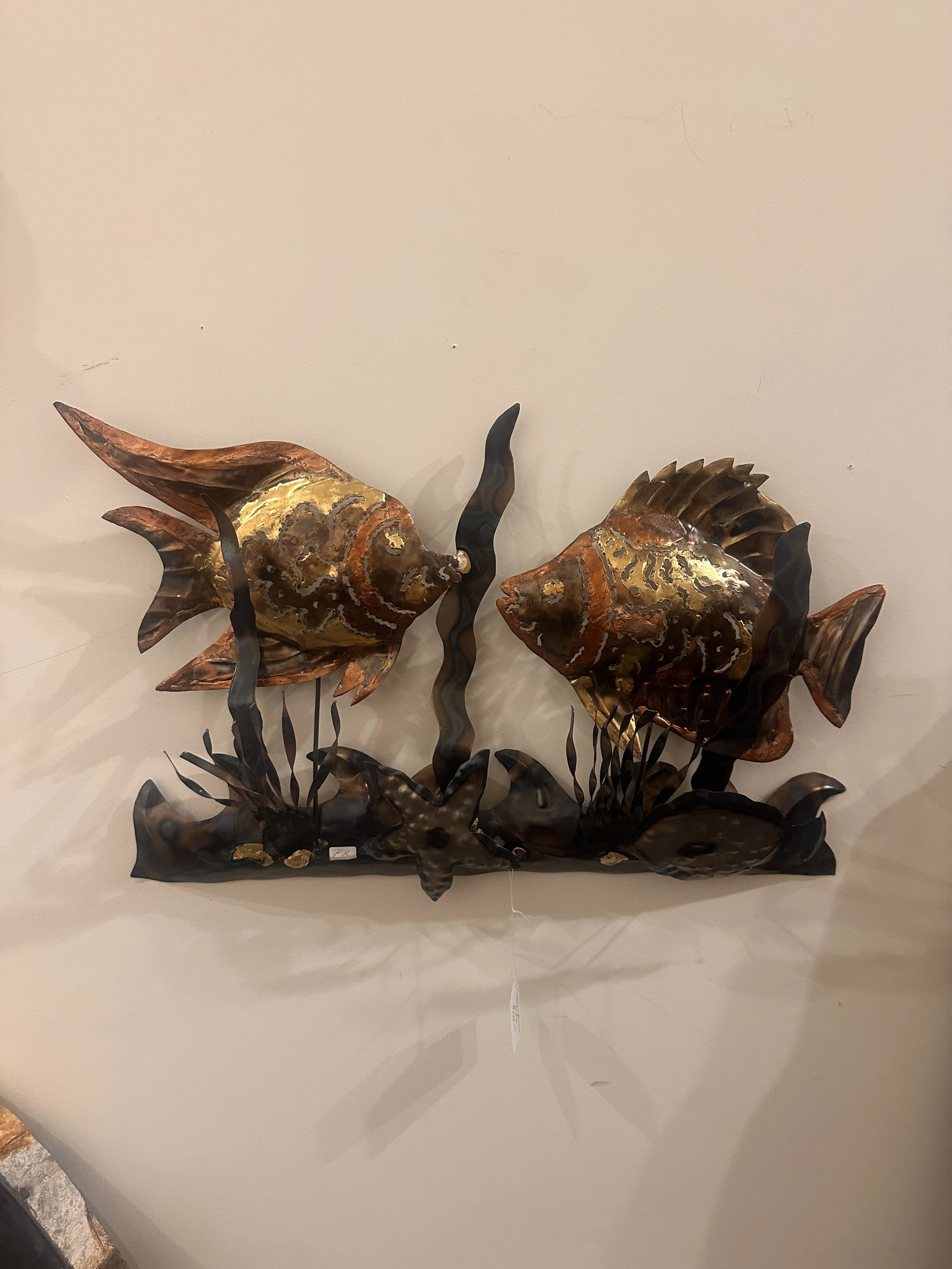 brass hammered fishes and copper.JPG