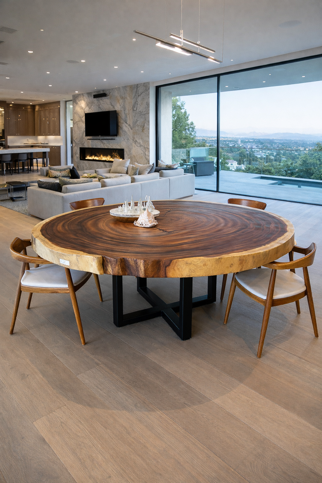 72" Acacia Crosscut Round Dining Table