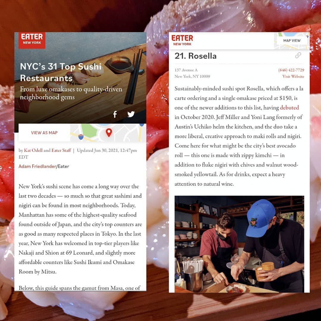Big ups @kat_odell and the @eater_ny crew for including us in the 31 Top Sushi Restaurants roundup!