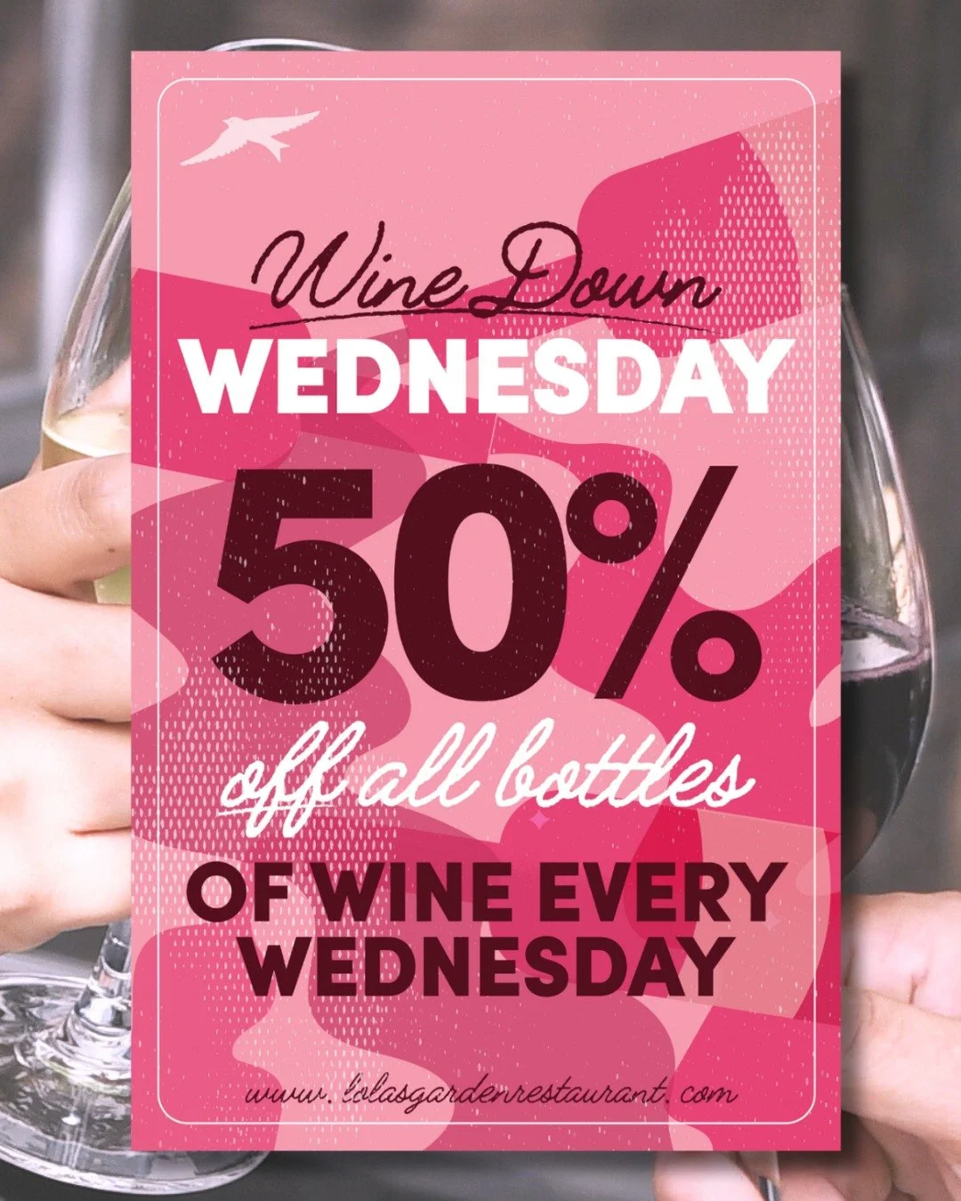 Halfway to the weekend and half off the wine! 🍷

We are officially kicking off Wine Down Wednesday. Starting today, all bottles of wine are 50% off all day, every single Wednesday! Whether you&rsquo;re a fan of a crisp white or a bold red, come take