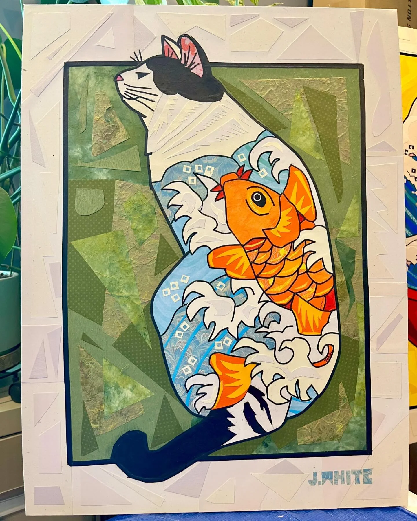 I call it &ldquo;That&rsquo;s a Cool Cattoo&rdquo; 🐱
Made of ✂️ paper on wood 🎨
.
.
.
.

#papercollage #paparart #paper #papercrafts #artofig #artofinstagram #artistsoninstagram #artgallery #artoftheday #artlover #cutandpaste #cutandpastecollage #c