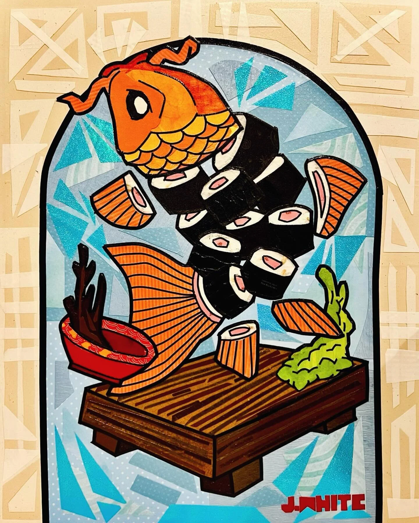 From Sea to Table ✂️ Fish Roll Up 🍣
Composed entirely of cut paper on wood ✨
.
.
.
.
.
#papercollage #paparart #paper #papercrafts #artofig #artofinstagram #artistsoninstagram #artgallery #artoftheday #artlover #cutandpaste #cutandpastecollage #crea