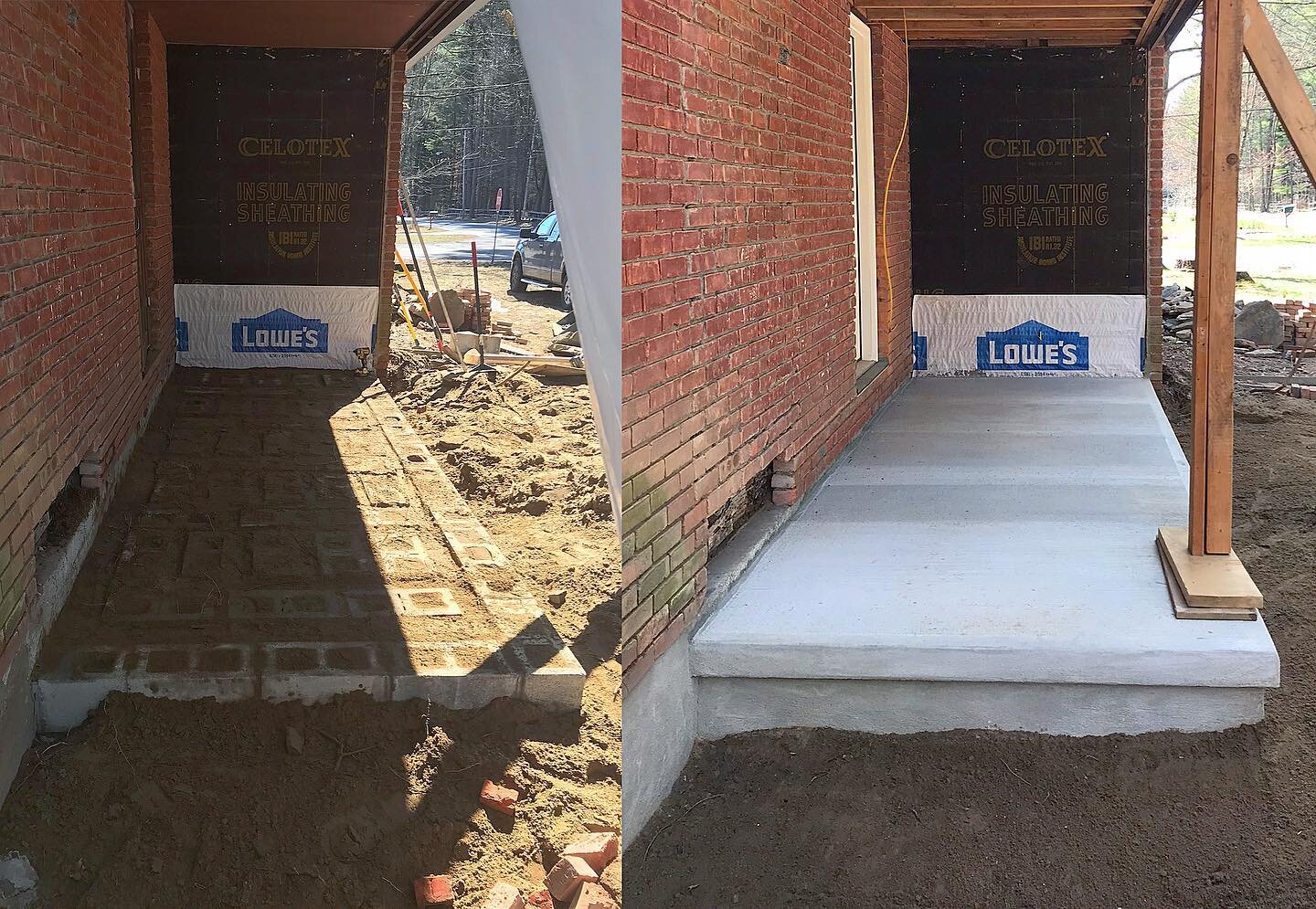 Before &amp; After! Cantilevered concrete slab porch ⚡️#concrete #concreteslab #masonry #BeforeAfter #contracting #construction #ArcangelBuilders #porch