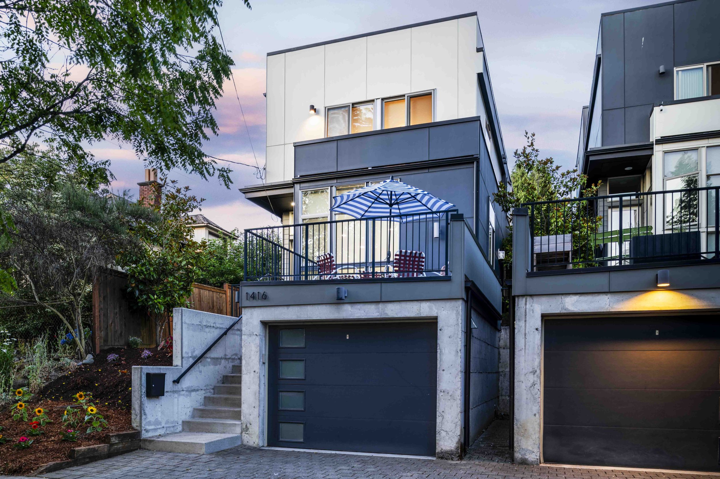 Exterior shot of a modern home in Madrona by Seattle real estate photographer Gavin Haag