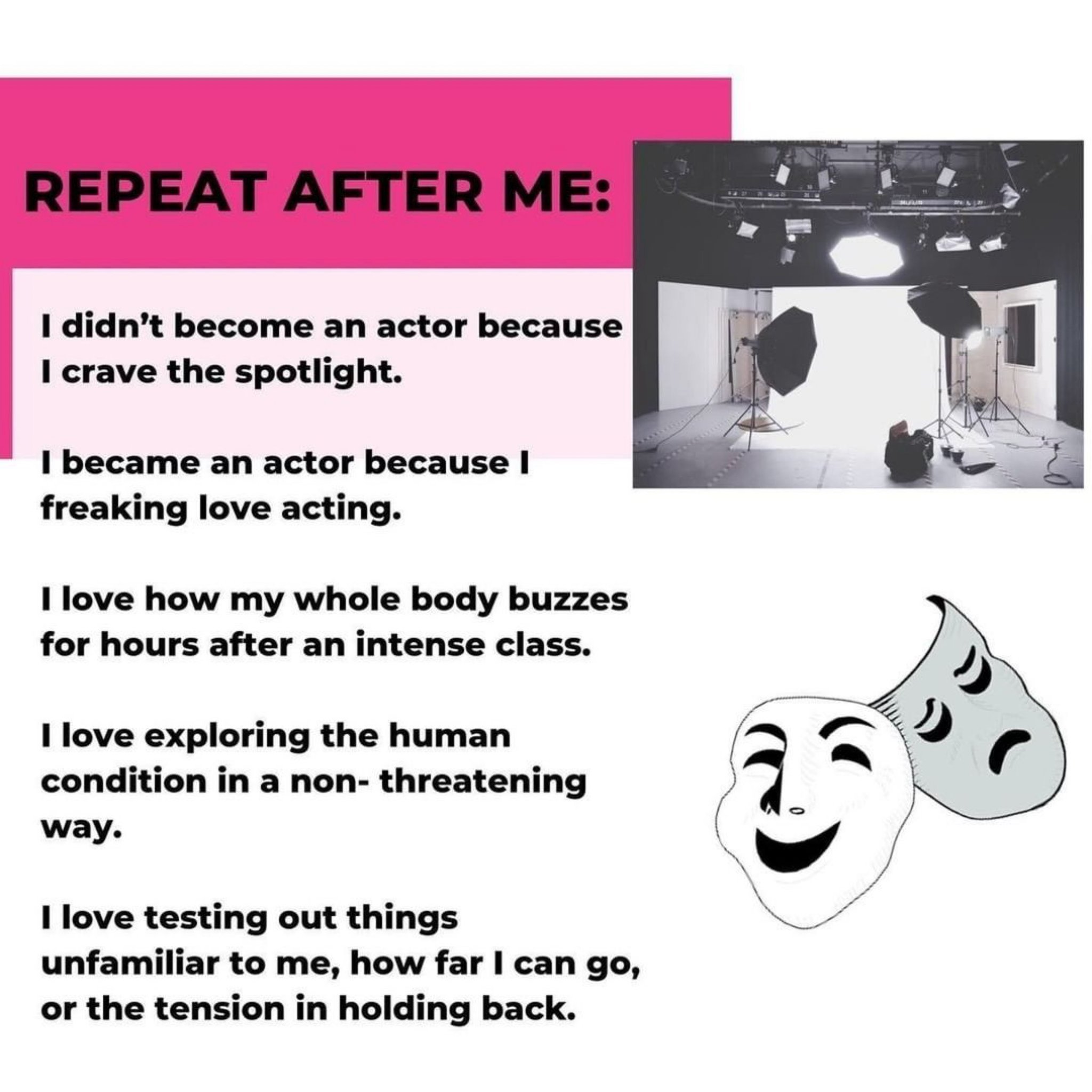 For the actors, let&rsquo;s try this morning mantra...........
&bull;&bull;&bull;
#actors
#acting
#coaching
#teaching
#actorslife #actress
#aspiringactors
#actortip
#mindset
#determination
#backstagepasstothemovieindustry