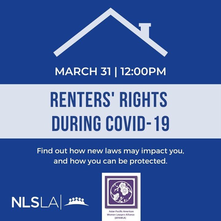 #Renter's Rights During #COVID19. Find out how you can be protected under California's laws, as well as how various local laws within Los Angeles County and federal laws may impact you.⁠
⁠
📅Wednesday, March 31st, 2021 ⁠
🕛 12:00PM to 1:00PM (PST)⁠
R