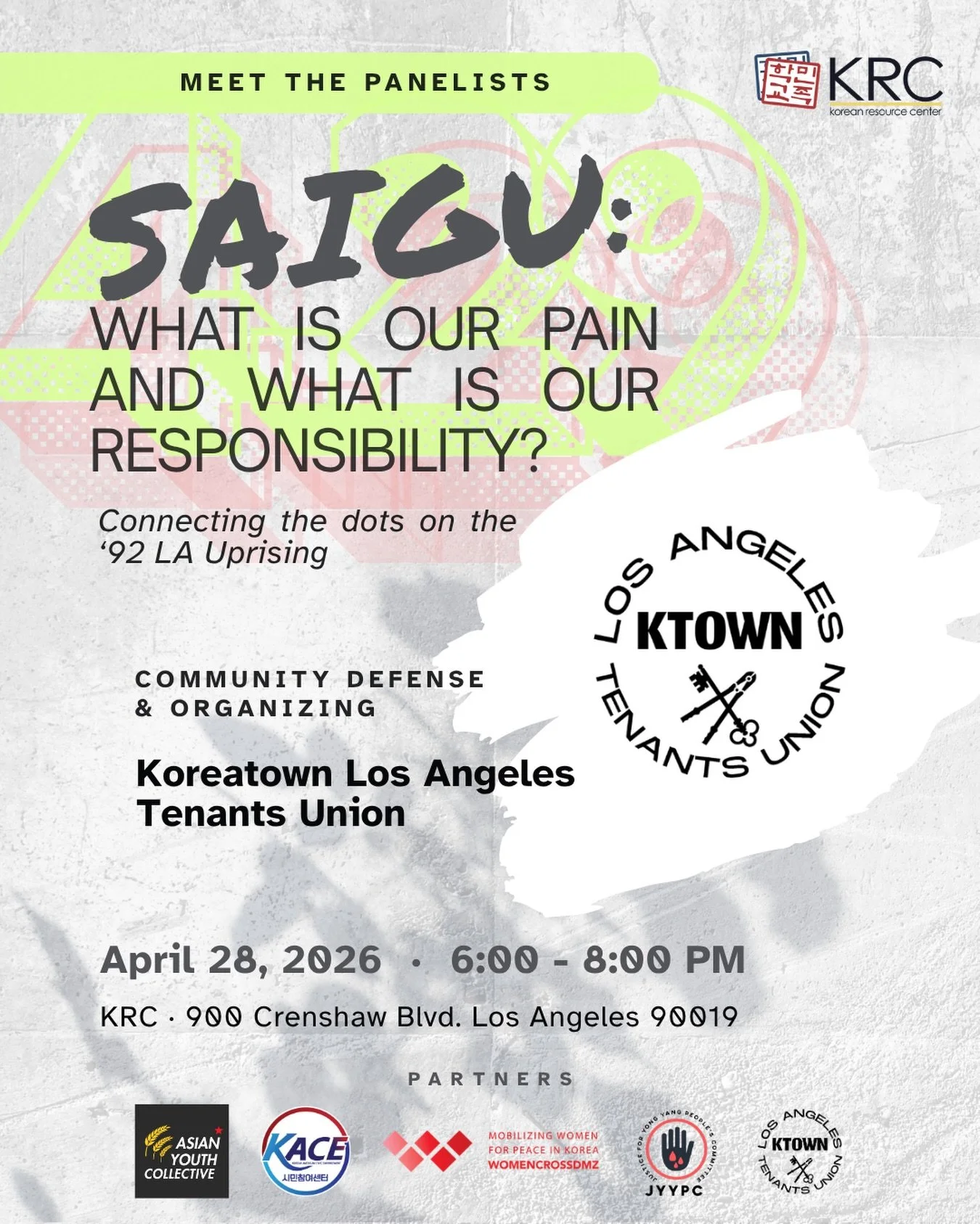 We are honored to have an organizer with the Koreatown local of the Los Angeles Tenants Union (LATU) join our community panel, speaking on the local&rsquo;s work in broad community defense and the mobilization efforts under the ongoing attack on our 
