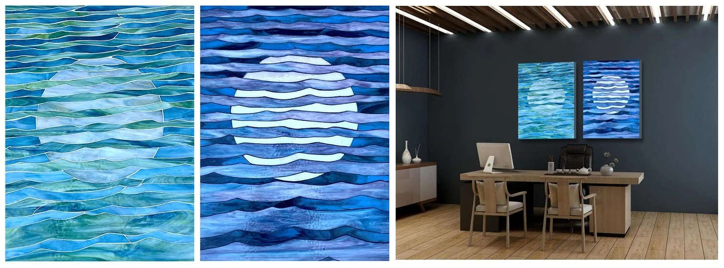 Reflection Series mosaics in digital office space